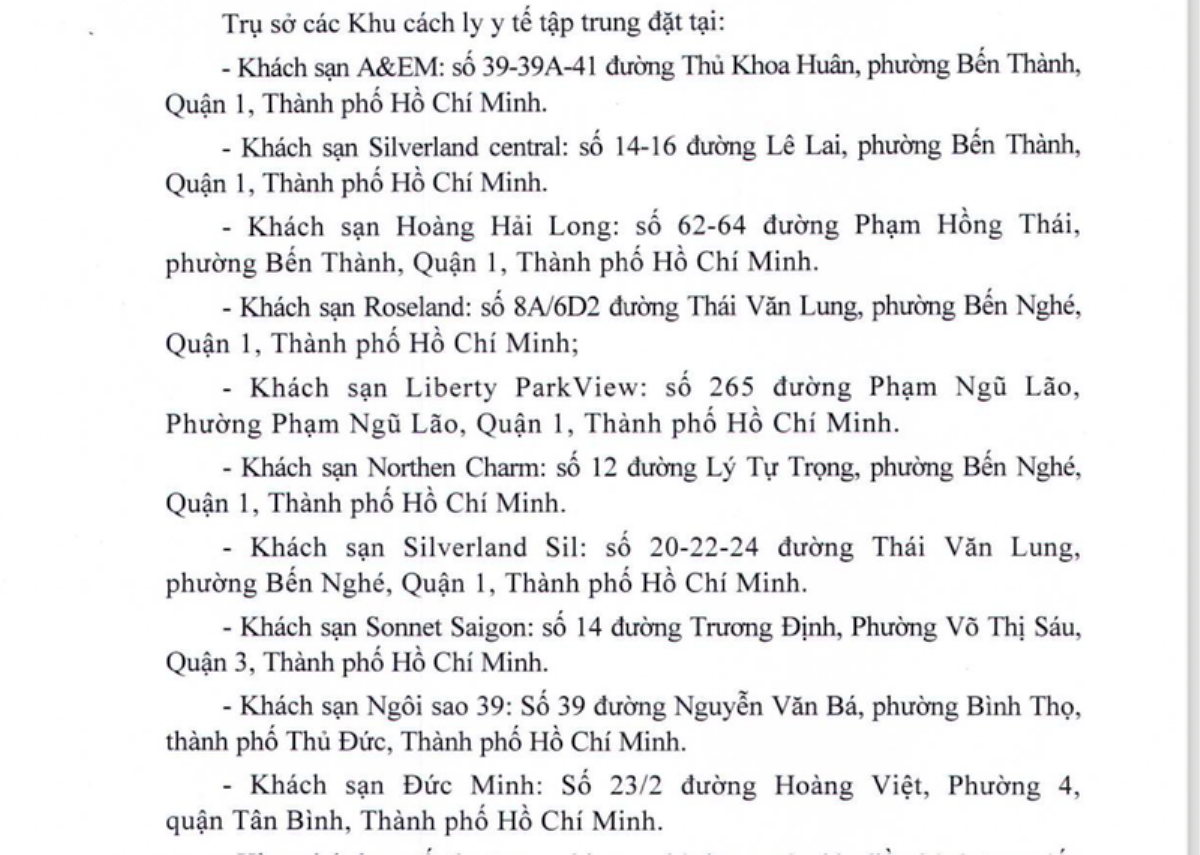 TP.HCM thành lập thêm 10 khu cách ly trả phí tại khách sạn và 1 bệnh viện dã chiến điều trị COVID-19 Ảnh 1