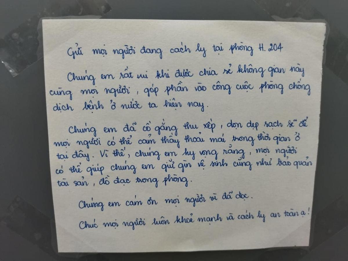 Lời nhắn đáng yêu của sinh viên ĐH Tôn Đức Thắng gửi những người đến cách ly y tế tại KTX của trường Ảnh 1