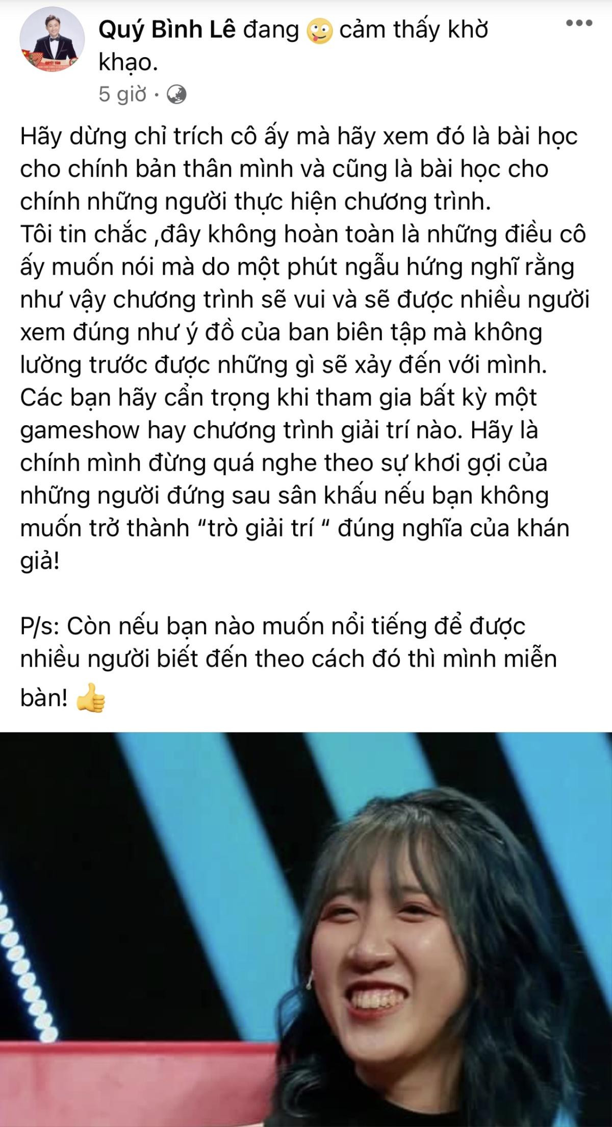 Quý Bình bênh vực nữ chính show hẹn hò 'gây bão' vì tiêu chí chọn bạn trai: 'Hãy dừng chỉ trích cô ấy' Ảnh 2