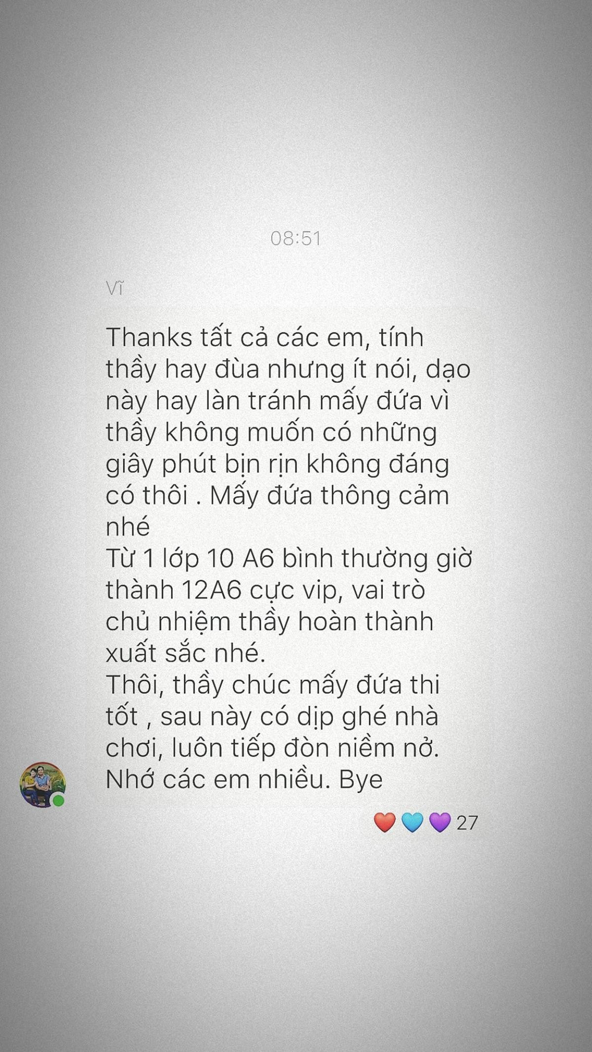 Giờ phút chia tay cấp 3, đám học trò nhận được tin nhắn đặc biệt của thầy giáo khiến ai cũng xúc động Ảnh 1