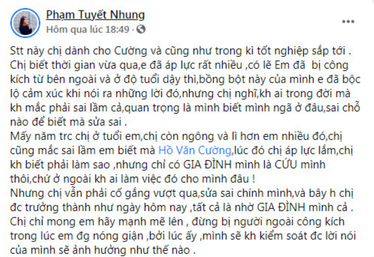 Con gái nuôi Phi Nhung nhắn nhủ Hồ Văn Cường: 'Đừng để người khác công kích, biết sai ở đâu thì sửa' Ảnh 3