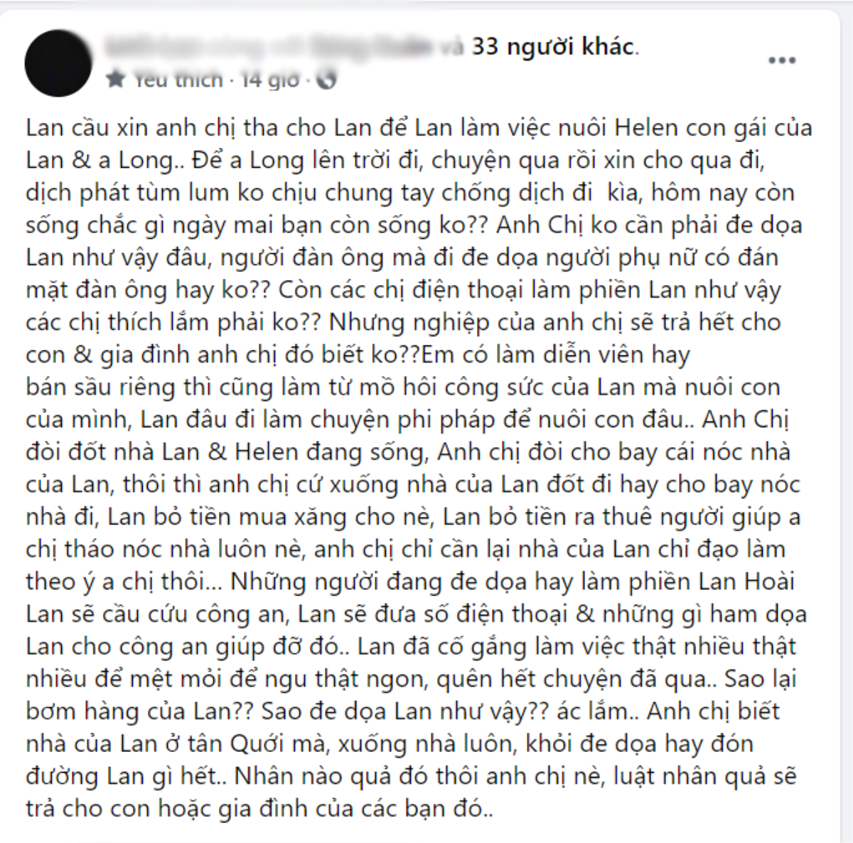 Bị đòi đốt nhà, đón đường, vợ hai ca sĩ Vân Quang Long cầu xin dân mạng buông tha để nuôi con Ảnh 2