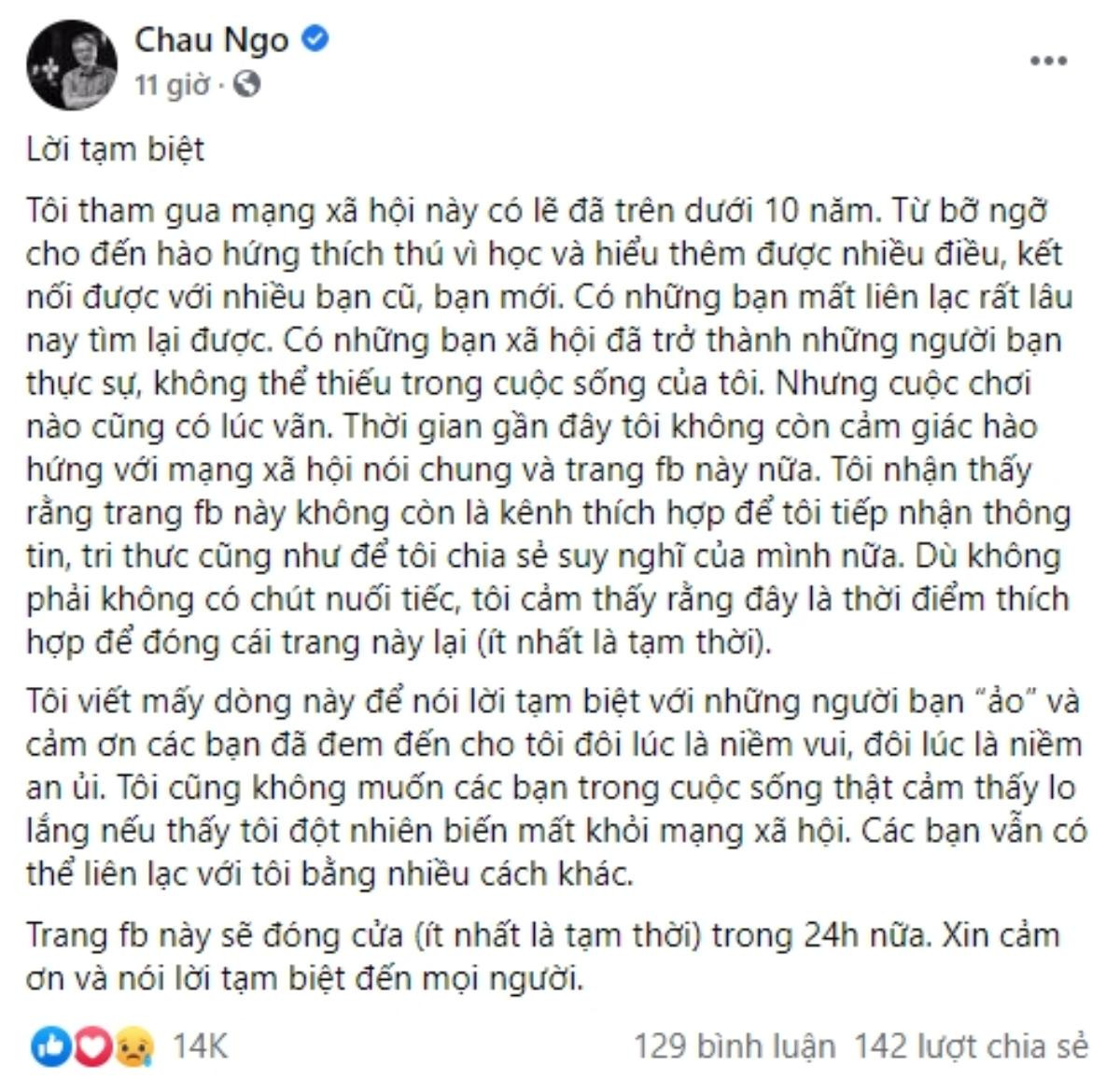 Giáo sư Ngô Bảo Châu bất ngờ thông báo rời Facebook Ảnh 2