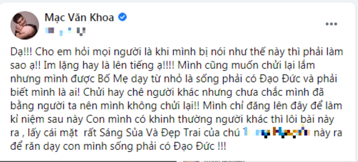 Mạc Văn Khoa đáp trả cực gắt khi bị anti fan miệt thị ngoại hình của mình và con gái Minnie Ảnh 2