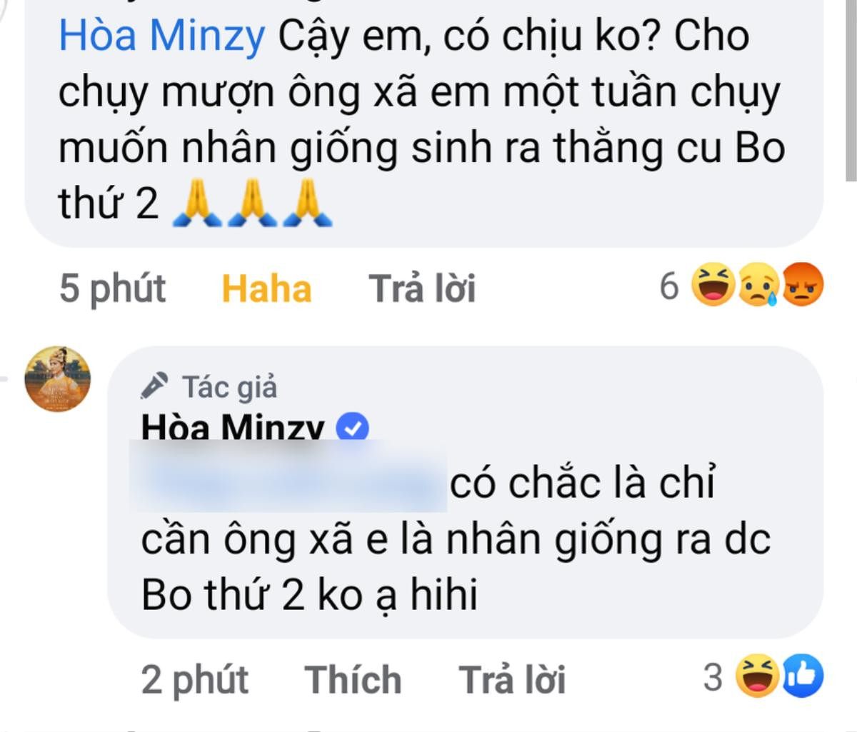 Hòa Minzy 'vỗ mặt' anti-fan khi đòi 'mượn chồng nhân giống', câu trả lời khiến dân tình hả hê Ảnh 2