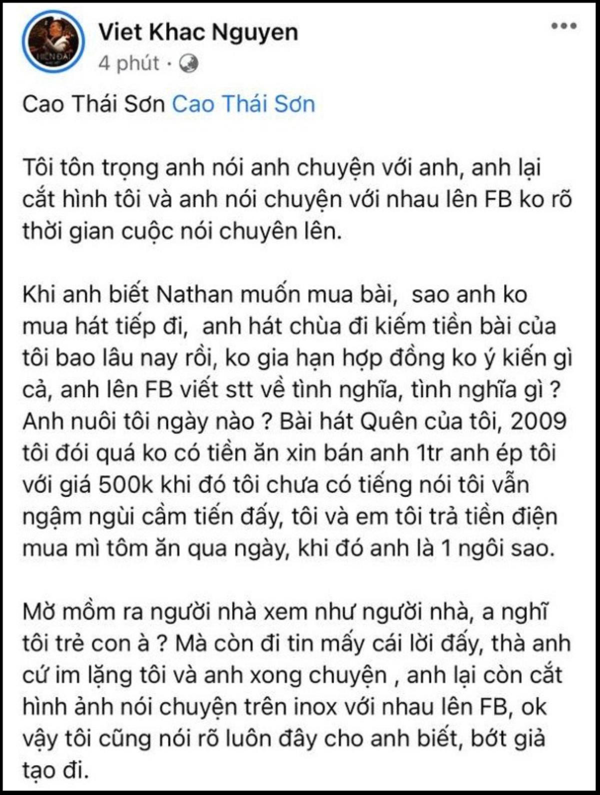 Khắc Việt tố Cao Thái Sơn sống giả tạo, 'hát chùa' ca khúc của mình nhiều năm Ảnh 5