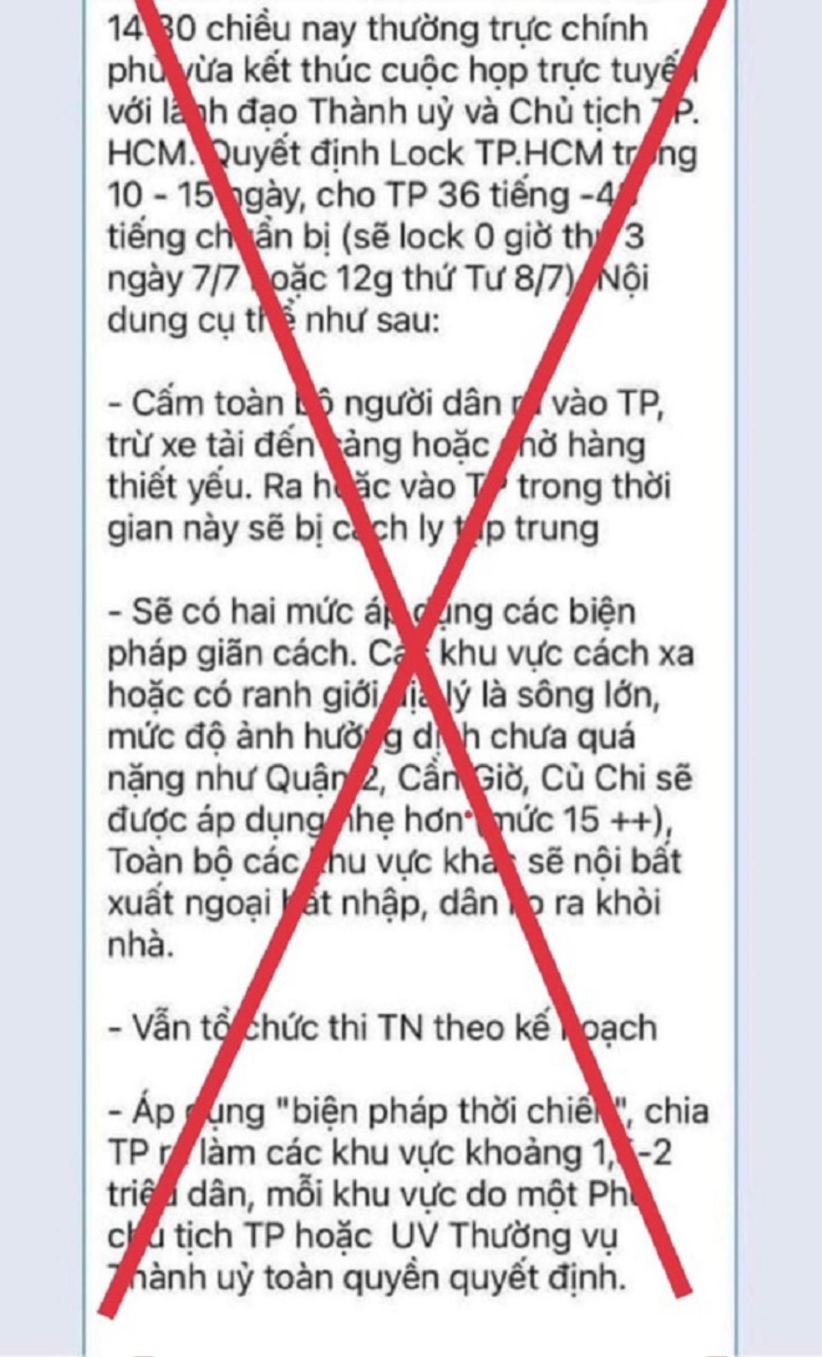 Bác thông tin phong tỏa toàn bộ TP.HCM trong nhiều ngày để phòng dịch Covid-19 Ảnh 1