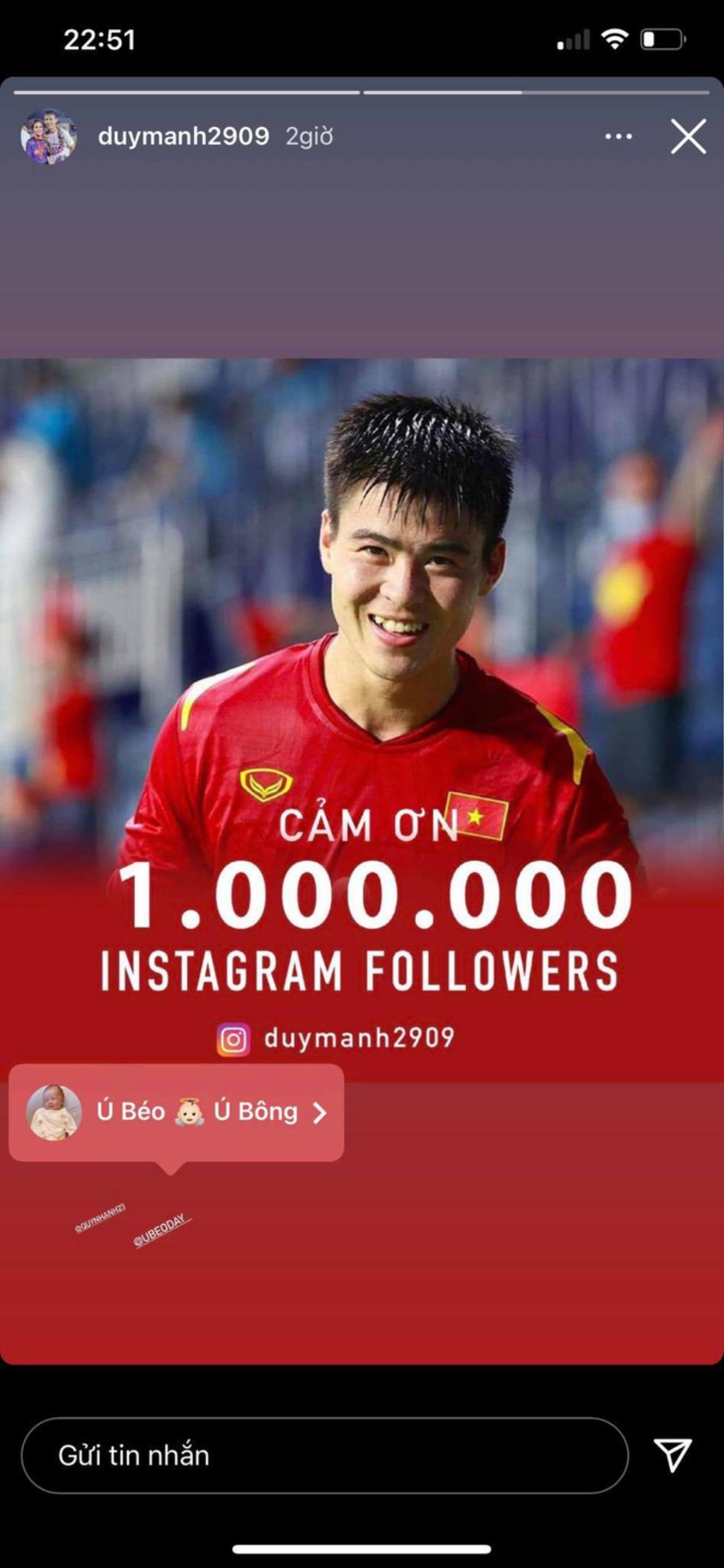 Instagram cán mốc 1 triệu followers, Duy Mạnh cảm ơn hai người 'đặc biệt' Ảnh 1