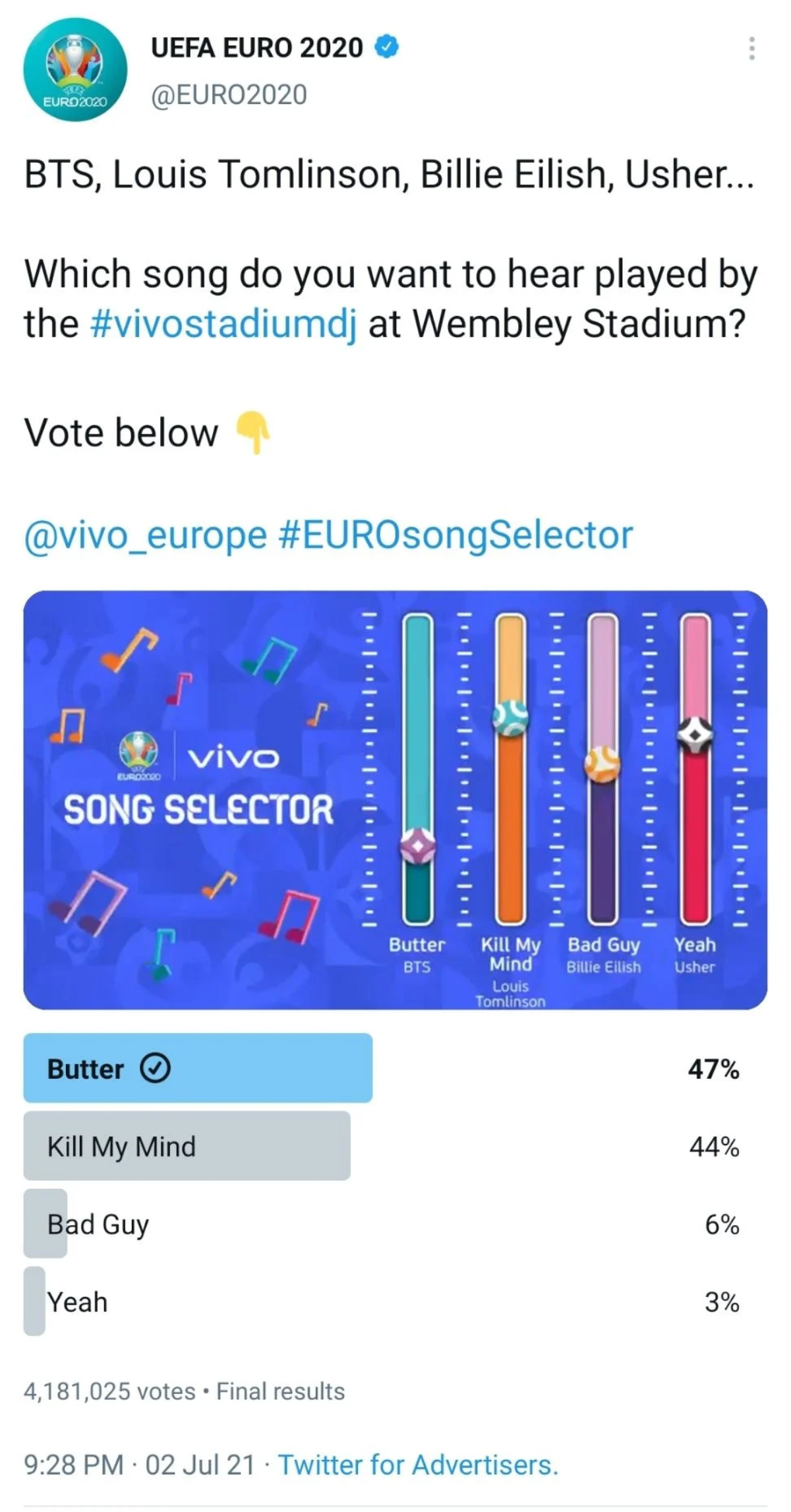 Butter của BTS được phát trong trận chung kết EURO 2020: fan tự hào ăn mừng, anti la ó chê bai Ảnh 1