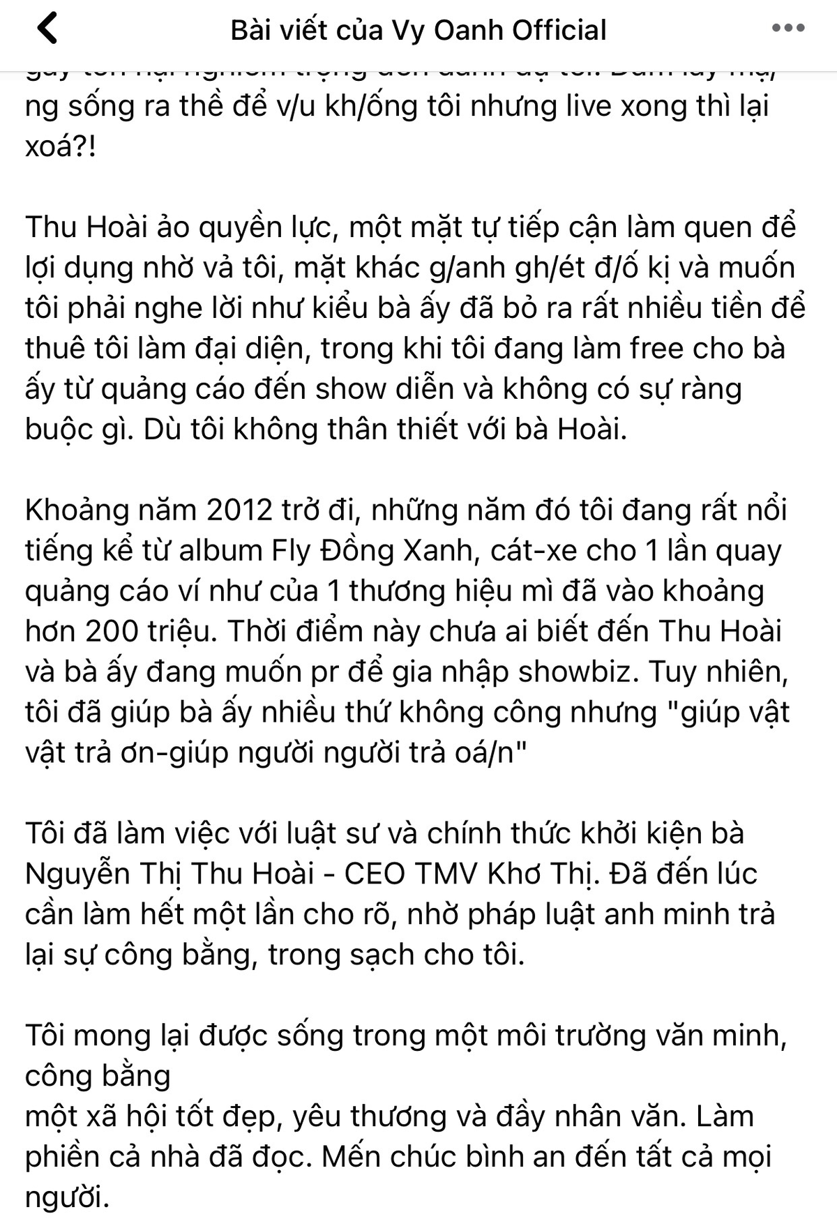 Vy Oanh chính thức khởi kiện Hoa hậu Thu Hoài: 'Giúp vật vật trả ơn, giúp người người trả oán' Ảnh 3