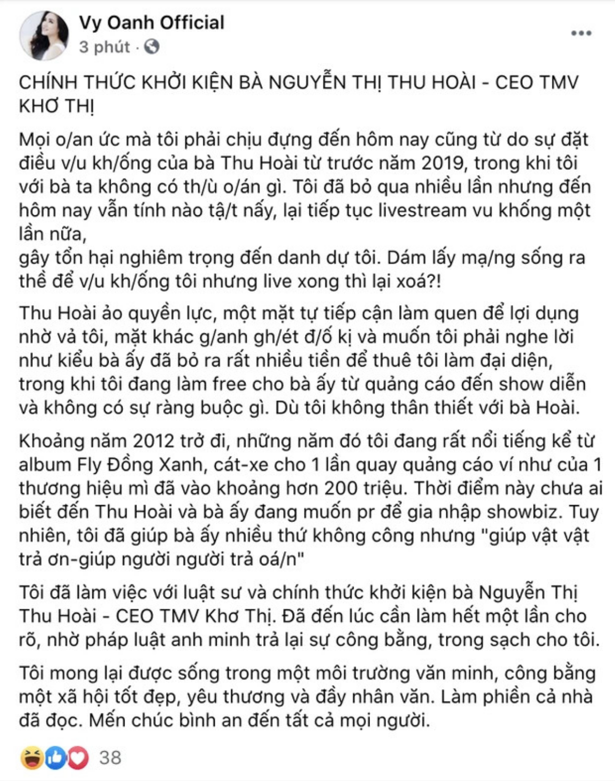 Động thái của Hoa hậu Thu Hoài sau khi bị Vy Oanh đâm đơn khởi kiện Ảnh 1