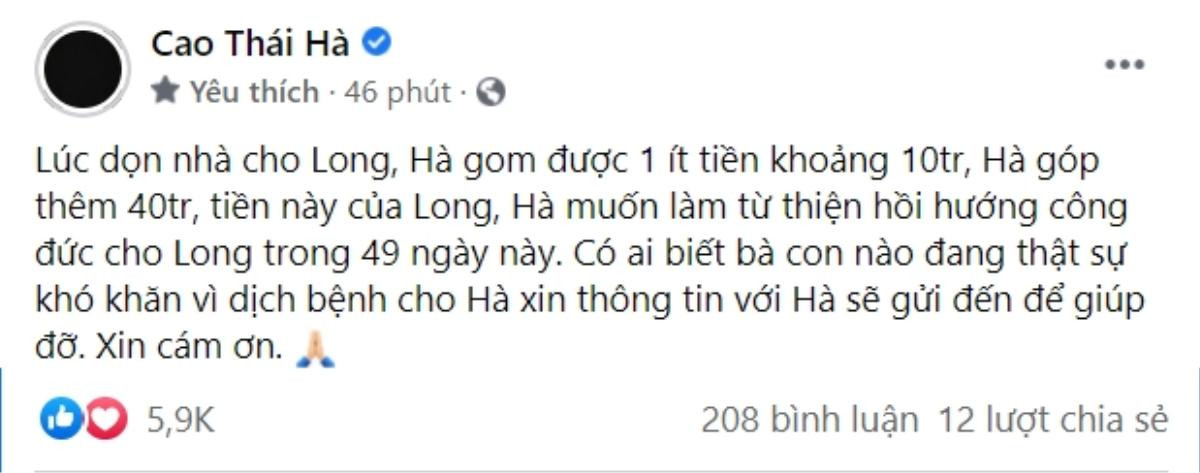 Cao Thái Hà nhặt được tiền của cố diễn viên Đức Long để lại, hé lộ sẽ làm điều đặc biệt này cho bạn thân Ảnh 1