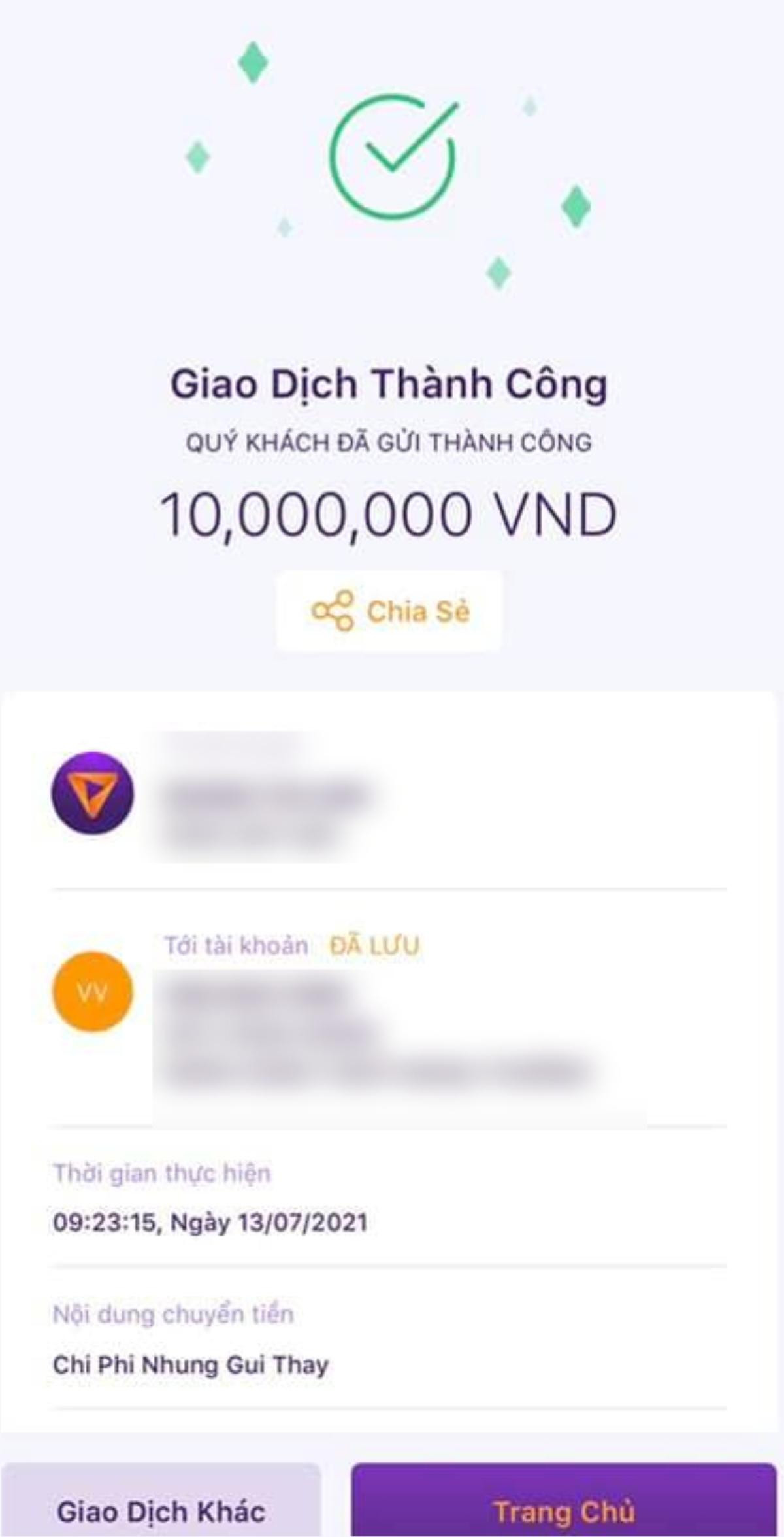 Vừa than hết tiền, Phi Nhung đăng ảnh chuyển khoản làm từ thiện, còn nói 'đạo làm người' gây xôn xao Ảnh 2