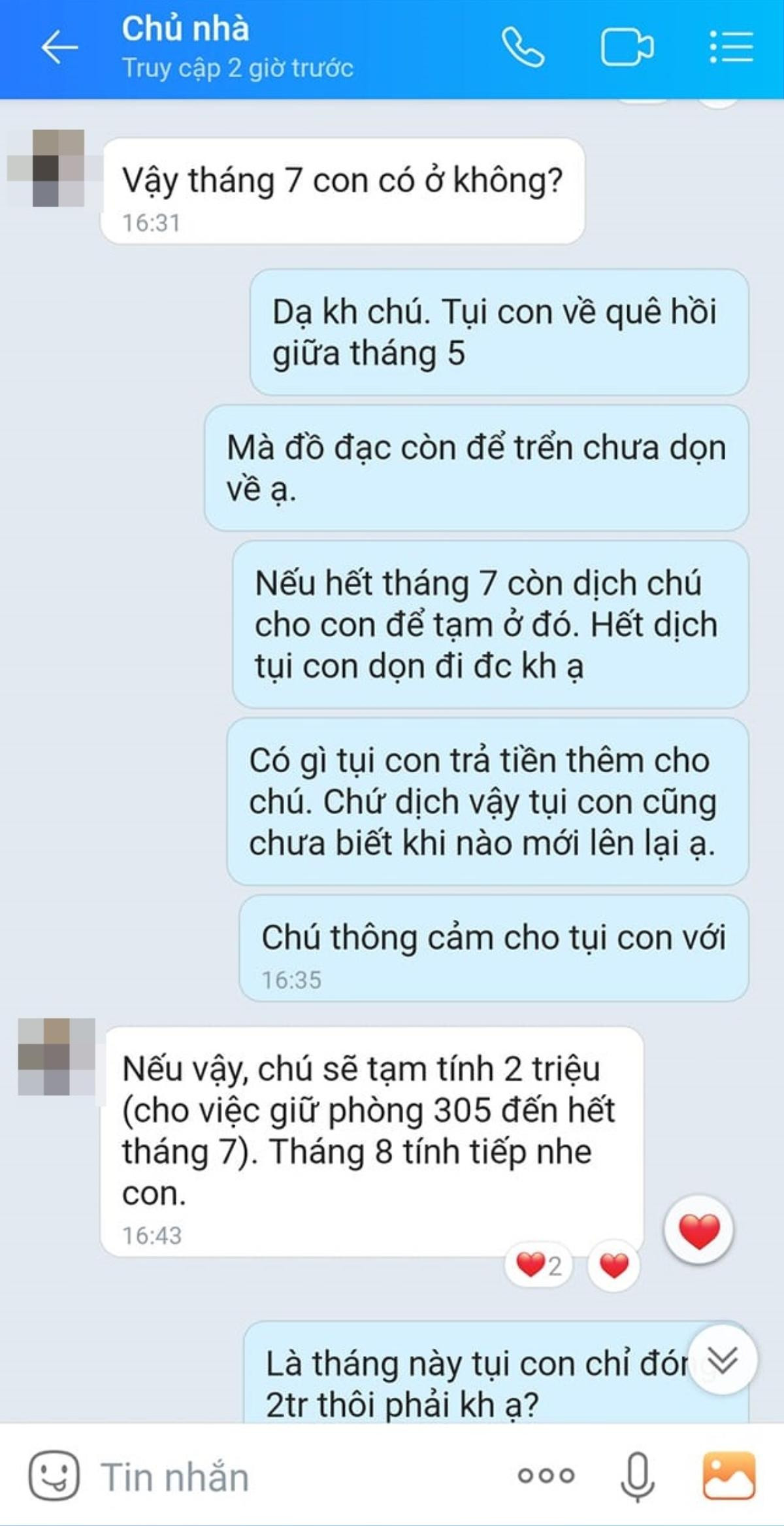 Chật vật giữa mùa dịch, sinh viên bất ngờ nhận được tin nhắn đầy xúc động từ chủ nhà Ảnh 2