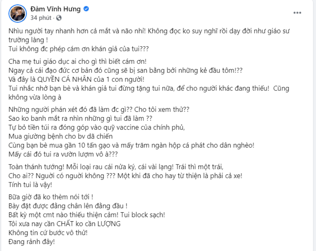 Nhận 'tiếp tế' nhưng lại bị fan chỉ trích, Đàm Vĩnh Hưng: 'Sao không banh mắt ra nhìn những gì tôi làm' Ảnh 2