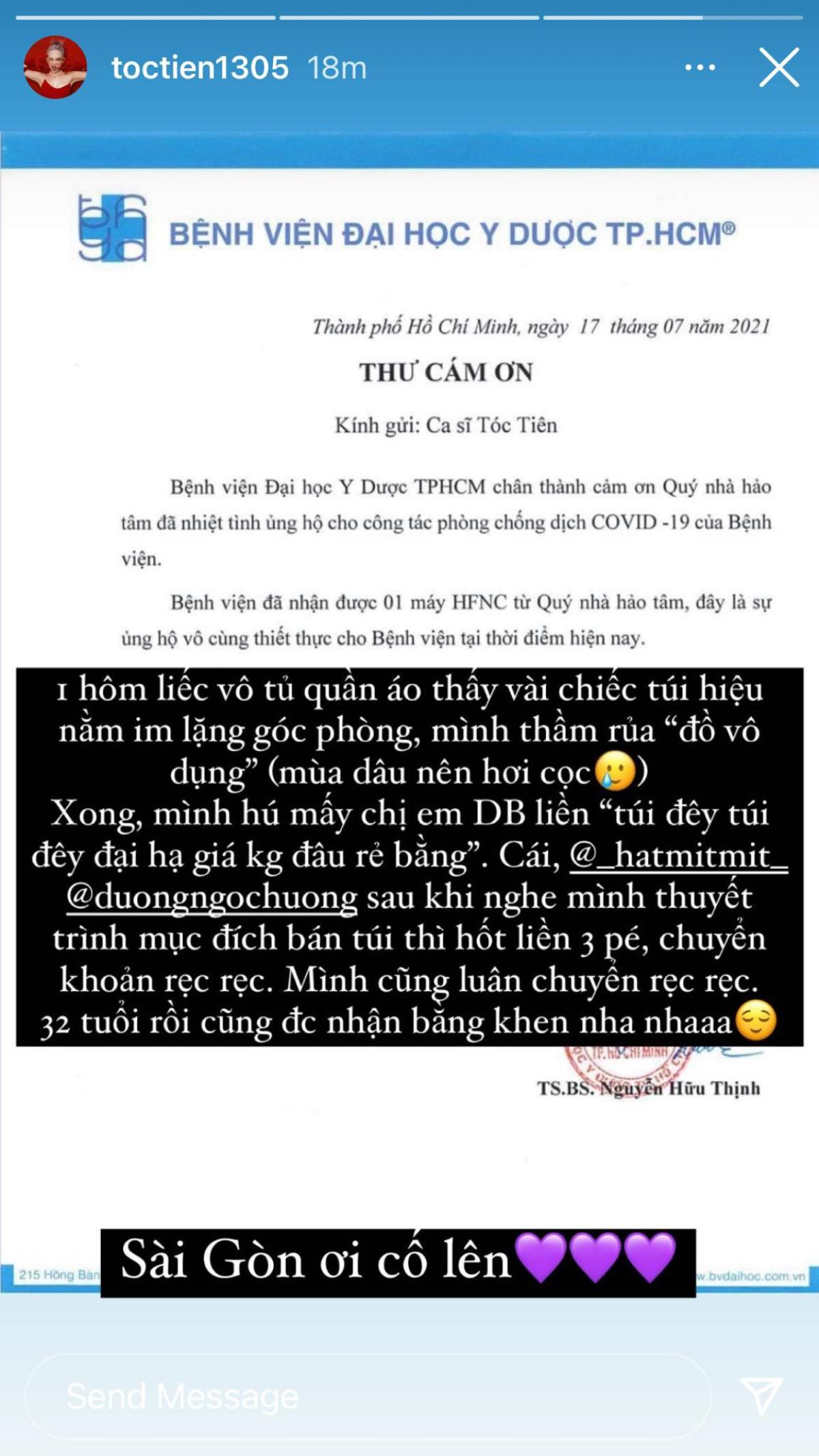 Tóc Tiên thanh lý túi hiệu để làm hành động ý nghĩa này Ảnh 2