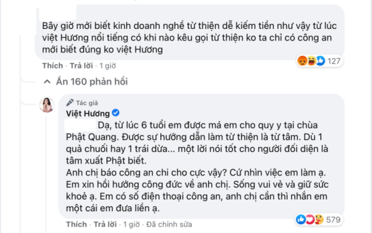 Bị lên án làm từ thiện dễ kiếm tiền, Việt Hương phản ứng: 'Em có số điện thoại công an, cần thì nhắn em' Ảnh 3