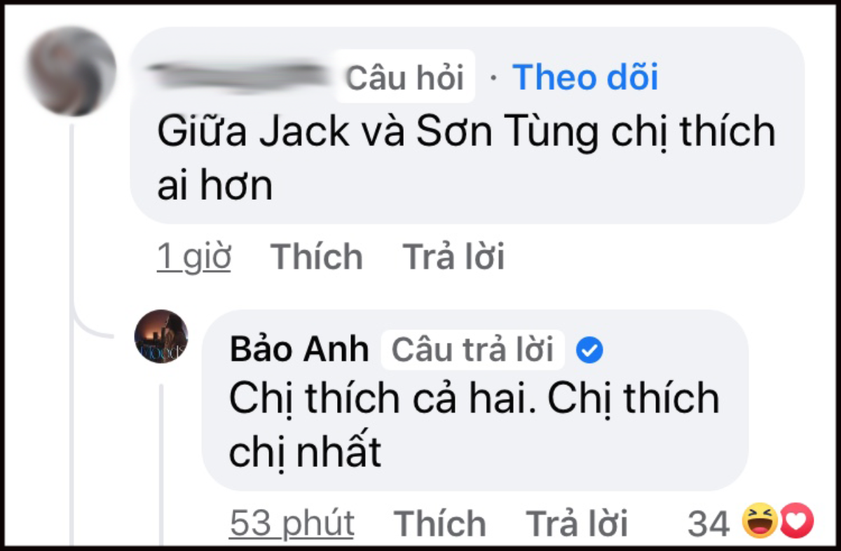 Được hỏi thích ai hơn giữa Sơn Tùng và Jack: Đây chính là câu trả lời của Bảo Anh! Ảnh 2