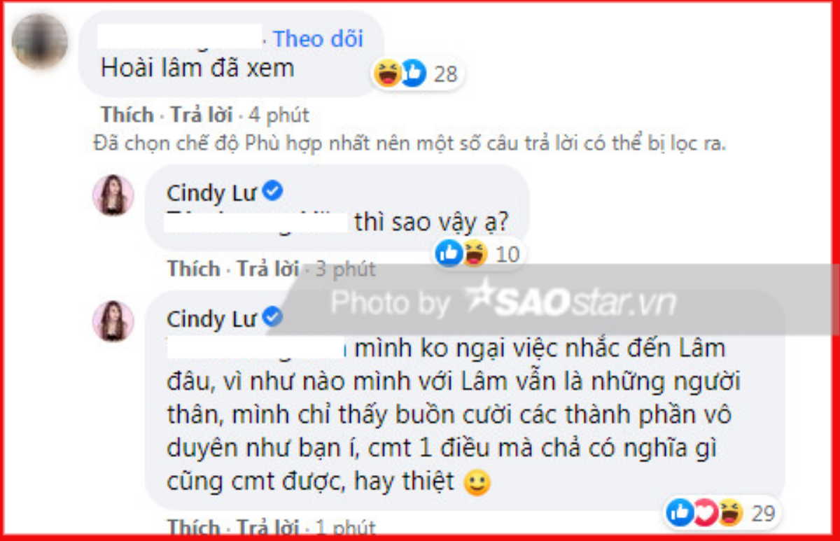 Netizen cảnh báo 'coi chừng ăn đấm', Cindy Lư đáp trả 'cực gắt', còn nhắc đến Hoài Lâm Ảnh 2