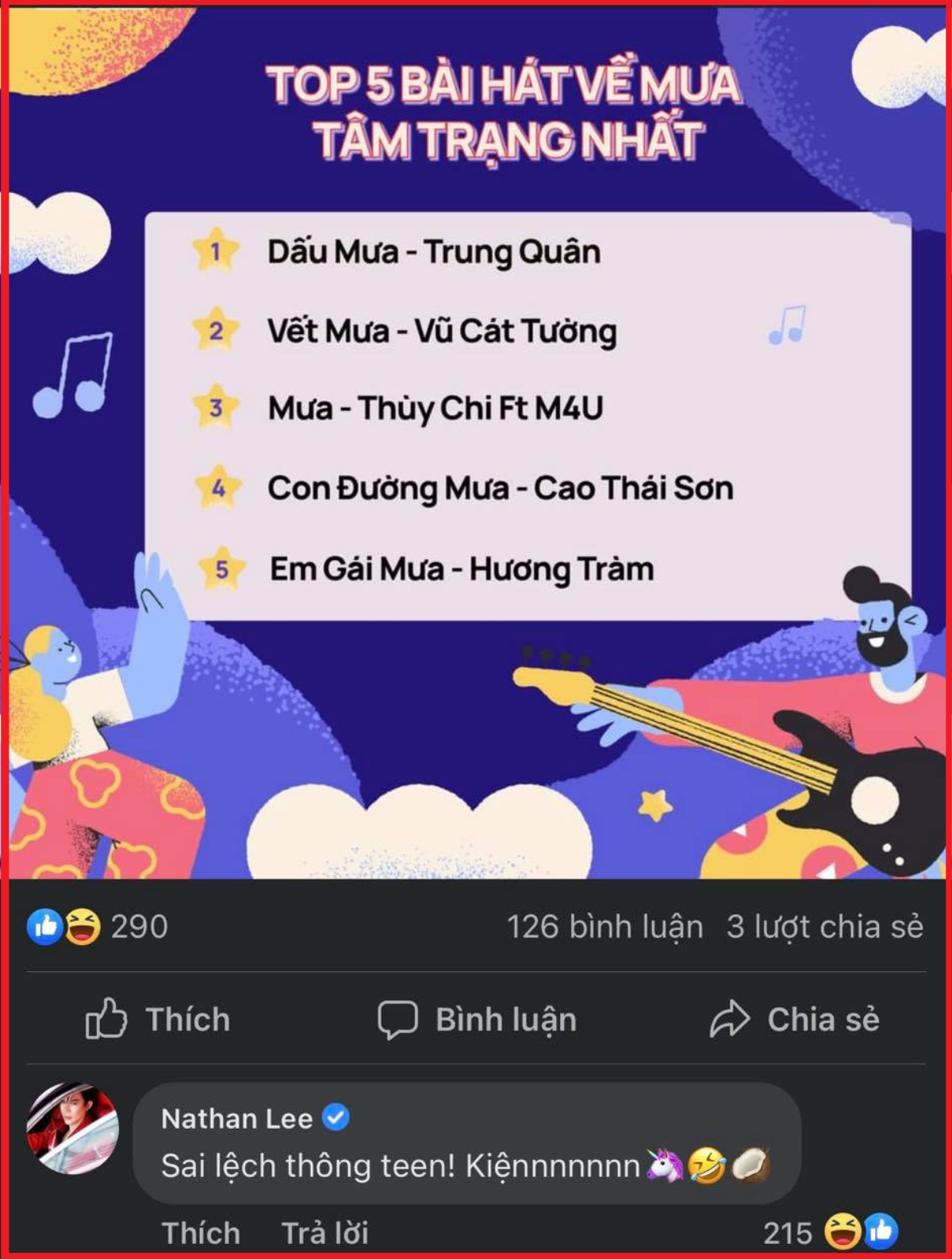 Fanpage đăng thông tin sai lệch Con đường mưa của Cao Thái Sơn, Nathan Lee bắt quả tang đòi kiện? Ảnh 4