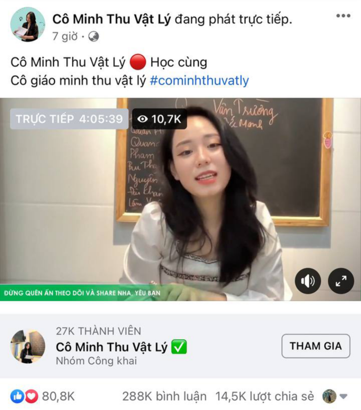 Sức hút của cô giáo Minh Thu: Fanpage 'pha-ke' cũng hot với hàng trăm ngàn bình luận Ảnh 1