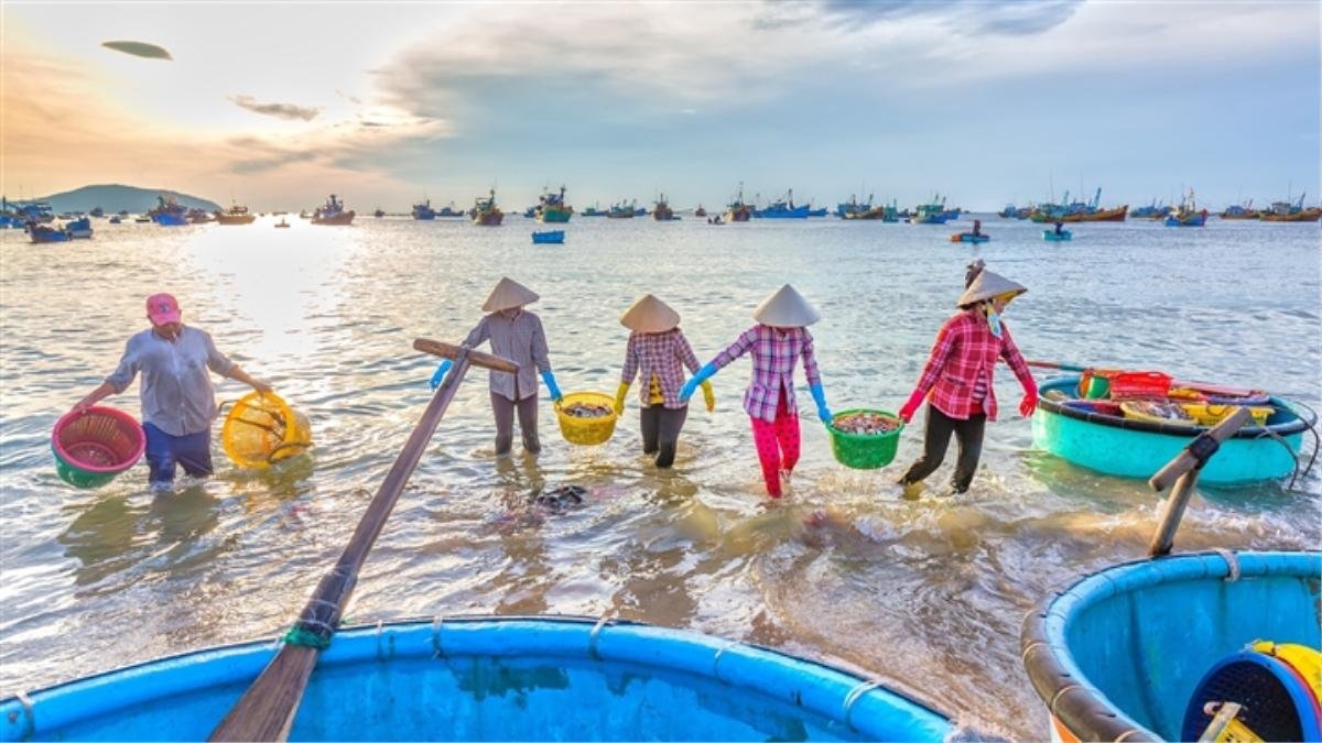 Có một làng chài đẹp mê ly với những chiếc thuyền thúng đầy màu sắc ở Bình Thuận Ảnh 2