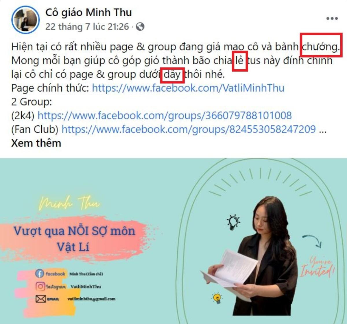 Đăng bài kêu gọi ủng hộ, cô giáo Minh Thu bị 'bóc phốt' sai liền 3 lỗi chính tả dù chỉ viết vài dòng chữ Ảnh 1