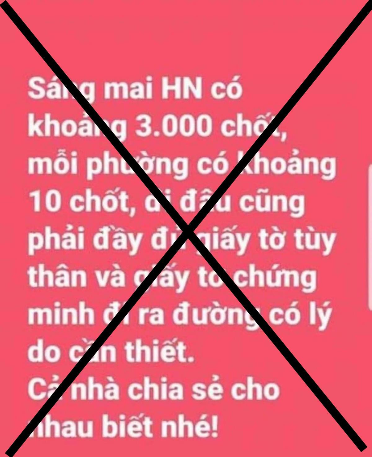 Truy tìm đối tượng tung tin đồn bịa đặt 'Hà Nội có 3.000 chốt kiểm soát người dân ra khỏi nhà' Ảnh 1