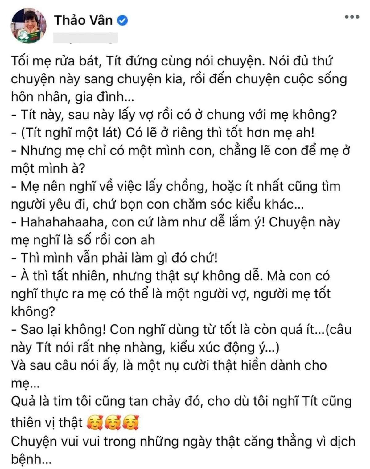 Con trai MC Thảo Vân ủng hộ mẹ đi bước nữa, vợ mới Công Lý bình luận điểm giống nhau của 2 bố con Ảnh 1