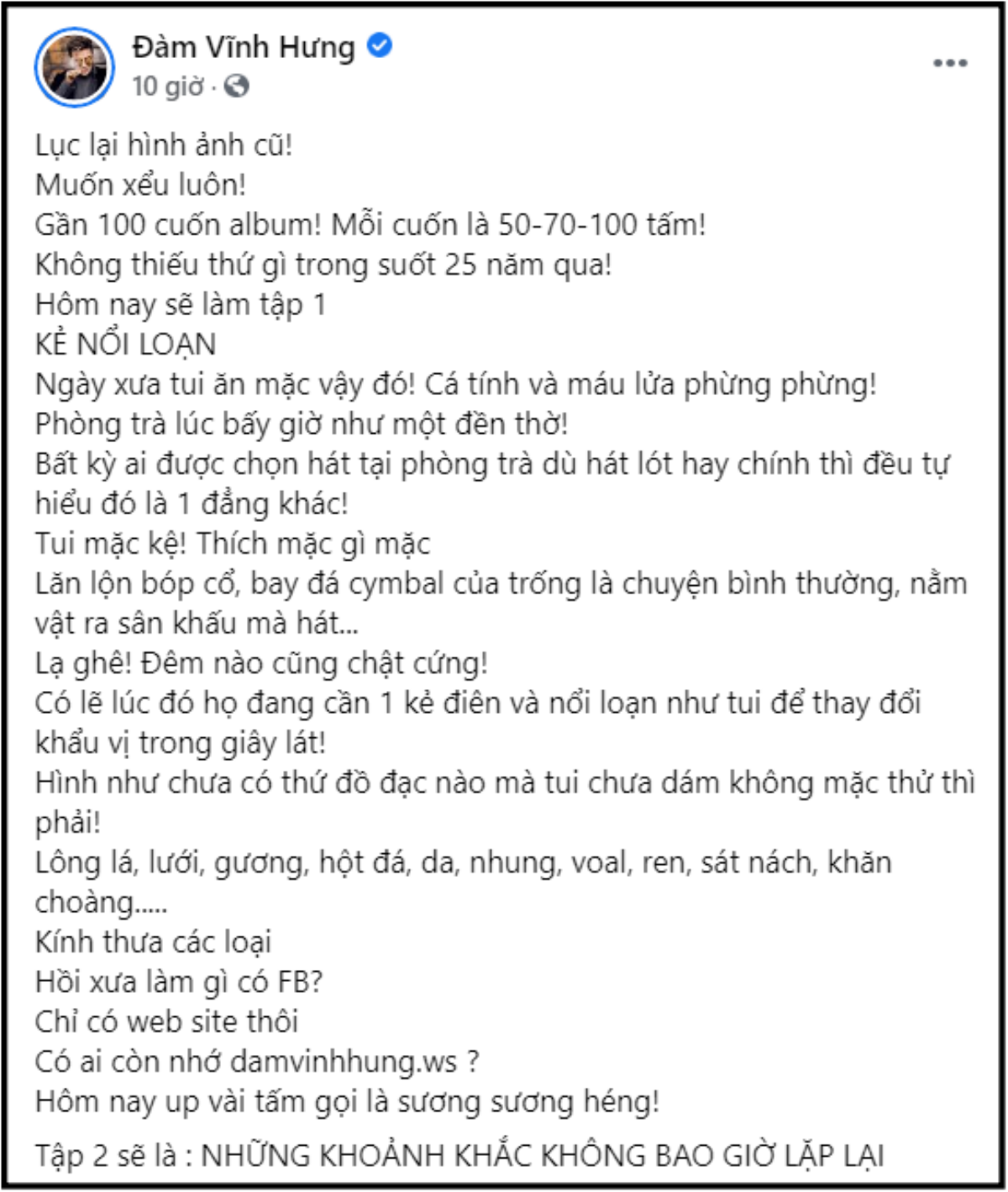 Đàm Vĩnh Hưng 'đào' ảnh cũ trong 25 năm ca hát, tự gọi bản thân là 'kẻ nổi loạn' Ảnh 1