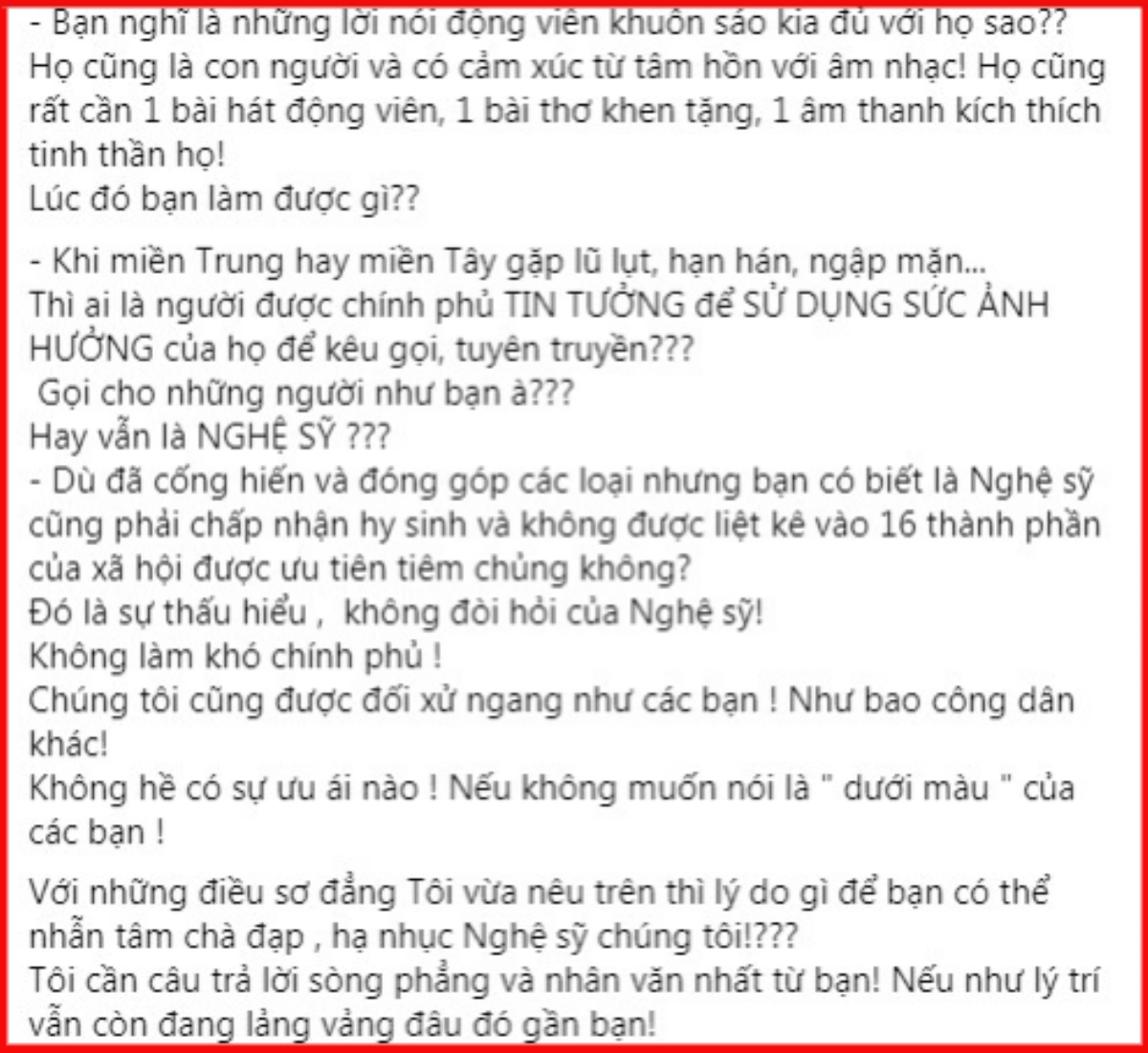 Đàm Vĩnh Hưng bức xúc vì giới nghệ sĩ bị khinh thường: 'Xin hỏi đã đắc tội gì?' Ảnh 4