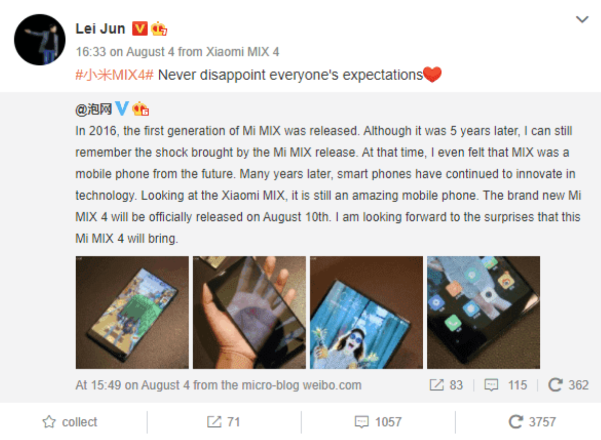 Mi MIX 4 hé lộ ngày ra mắt, 'chắc chắn không làm ai thất vọng' Ảnh 2