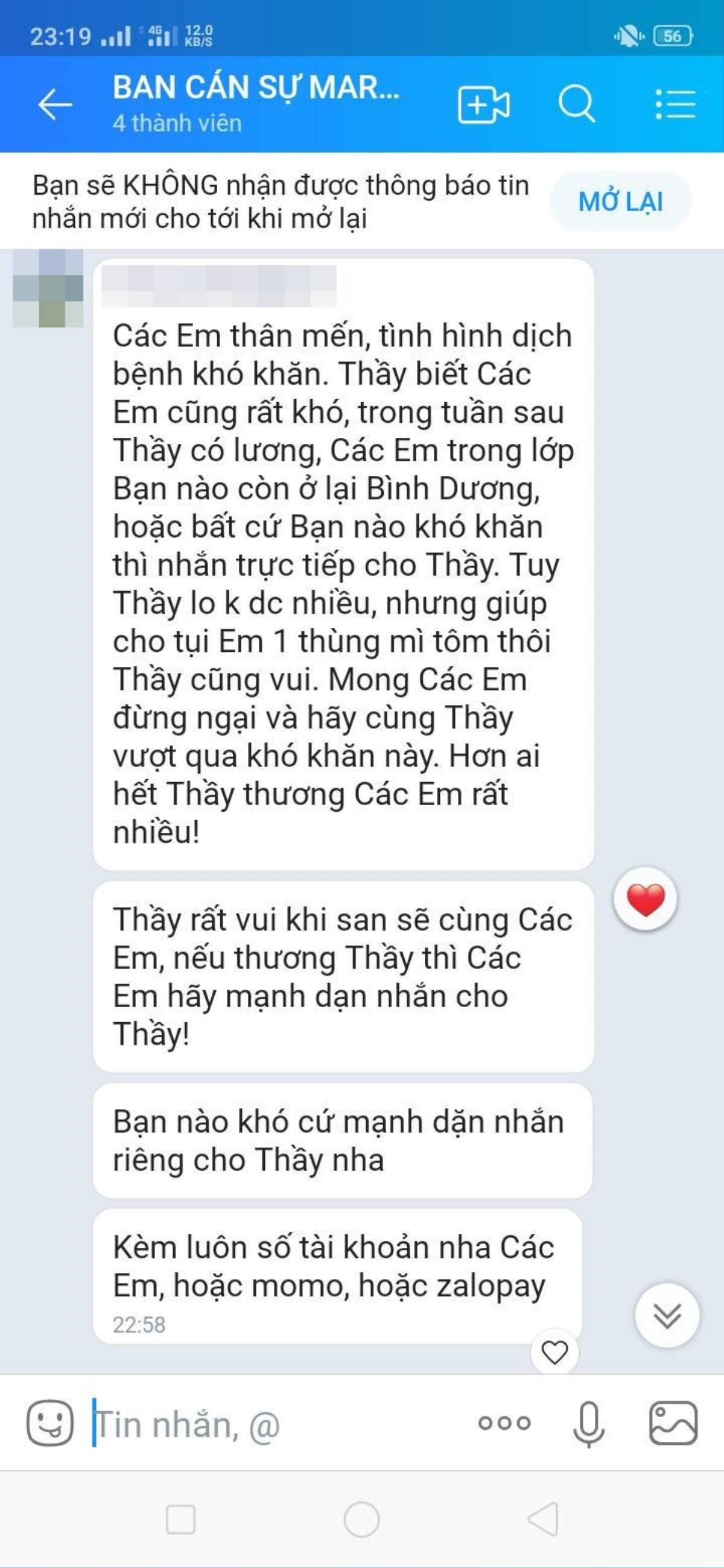 Tin nhắn bất ngờ của thầy giáo giữa mùa dịch khiến ai cũng cảm động: 'Bạn nào khó khăn thì nhắn cho thầy' Ảnh 2