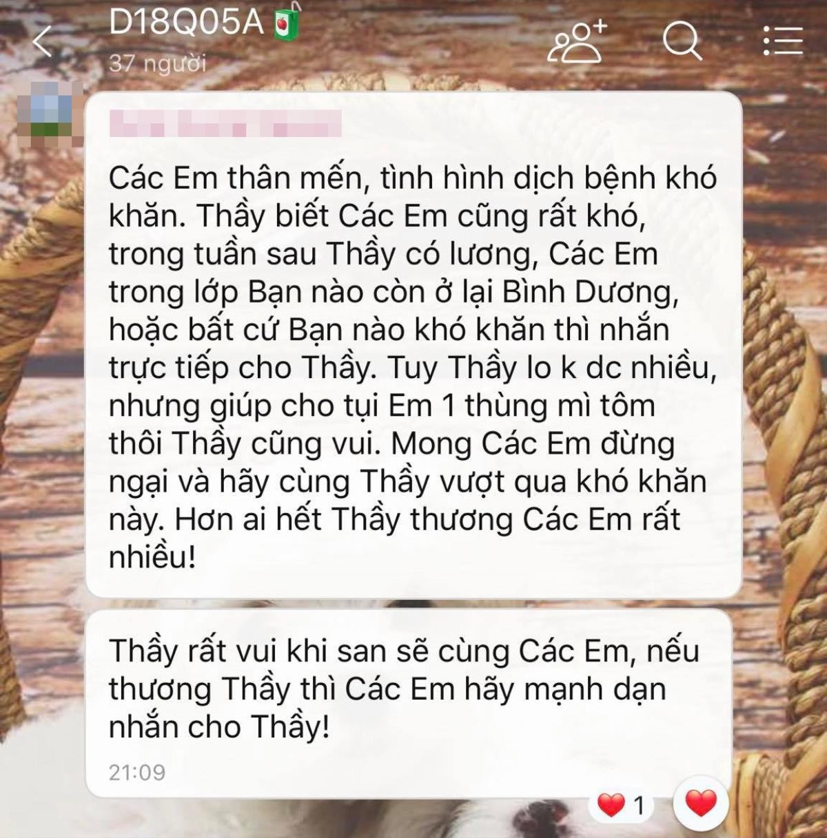 Tin nhắn bất ngờ của thầy giáo giữa mùa dịch khiến ai cũng cảm động: 'Bạn nào khó khăn thì nhắn cho thầy' Ảnh 1