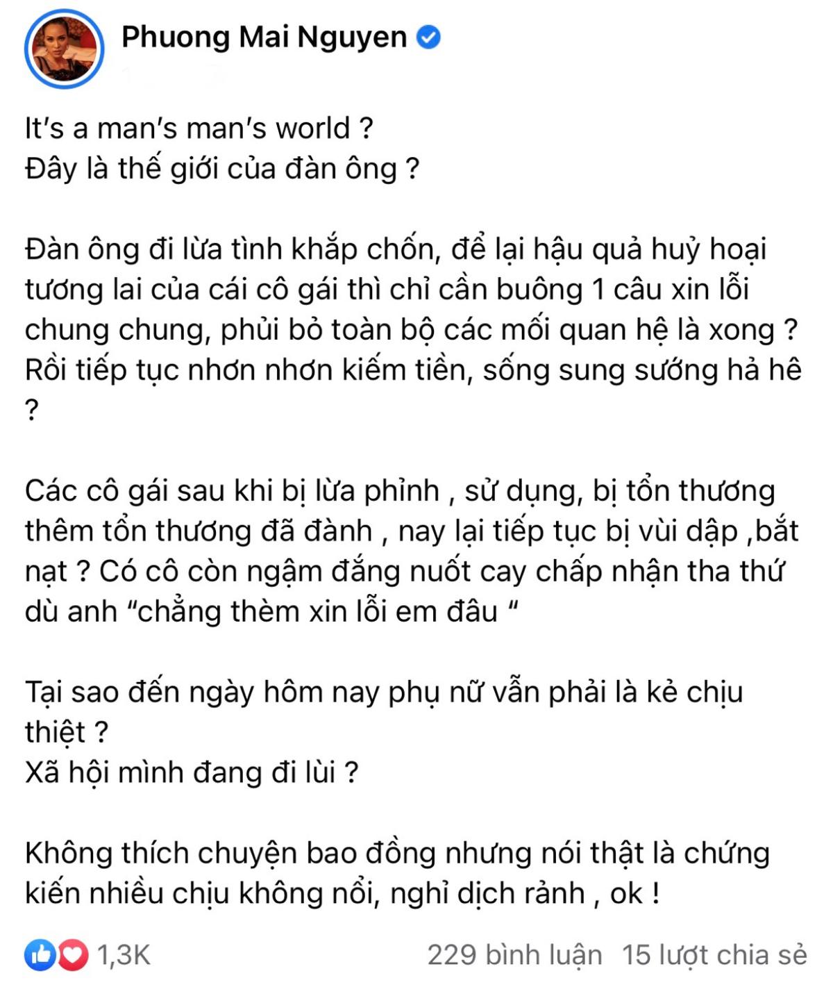 MC Phương Mai tiếp tục 'cà khịa' ai đó: 'Đàn ông đi lừa tình khắp nơi rồi buông một câu xin lỗi' Ảnh 2