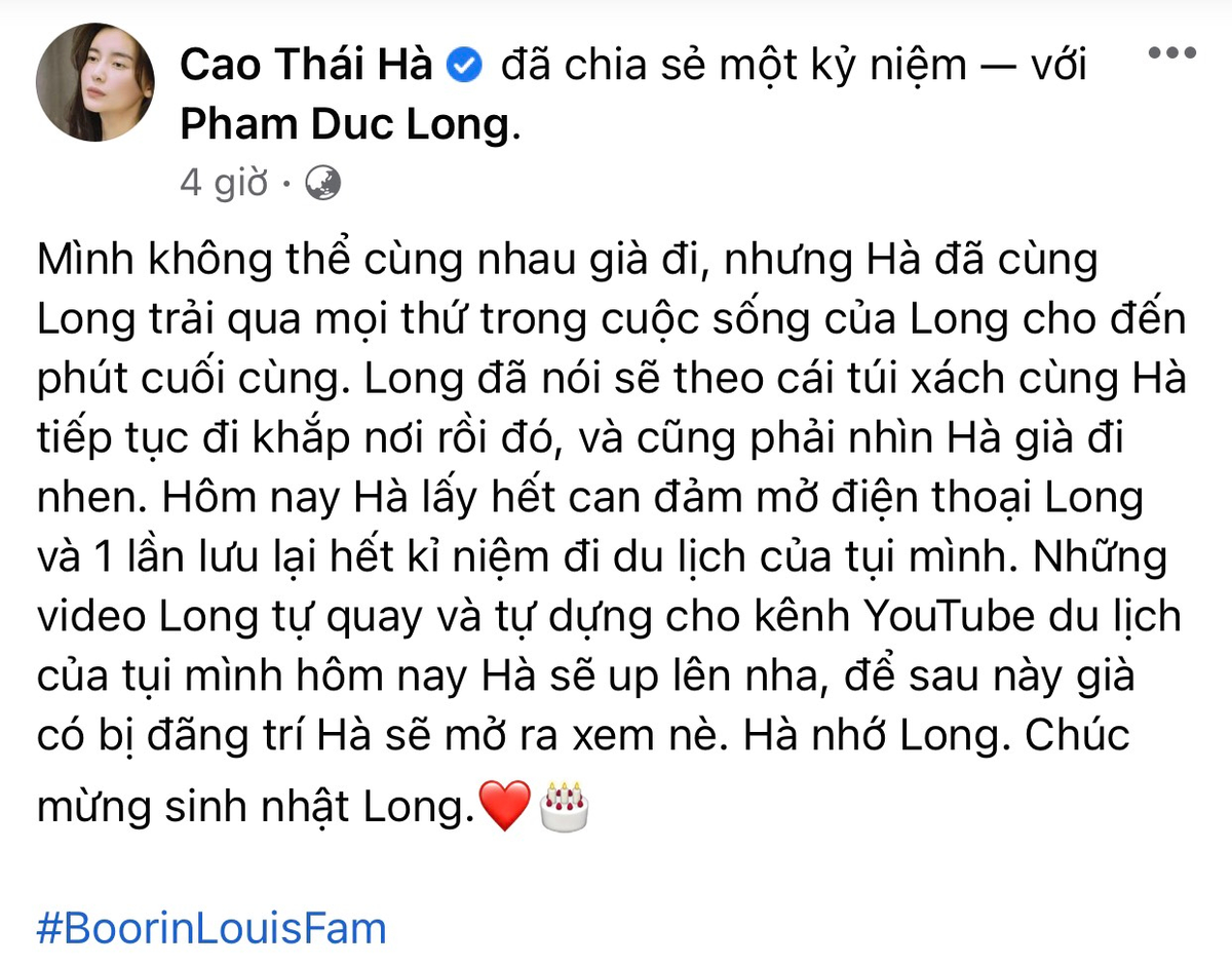 Cao Thái Hà chia sẻ xúc động nhân ngày đặc biệt của cố diễn viên Phạm Đức Long Ảnh 1