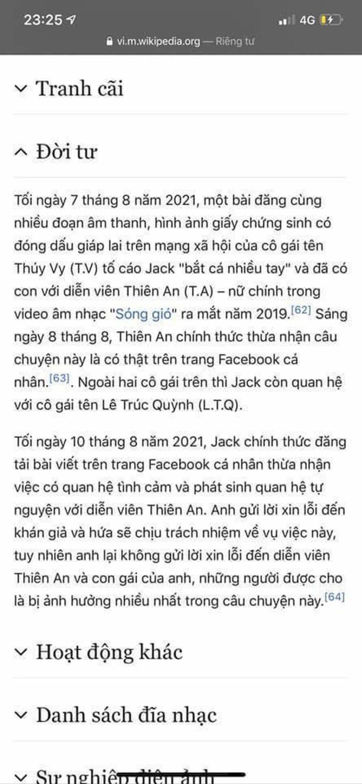 Jack lại bị thay đổi thông tin trên Wikipedia Ảnh 2