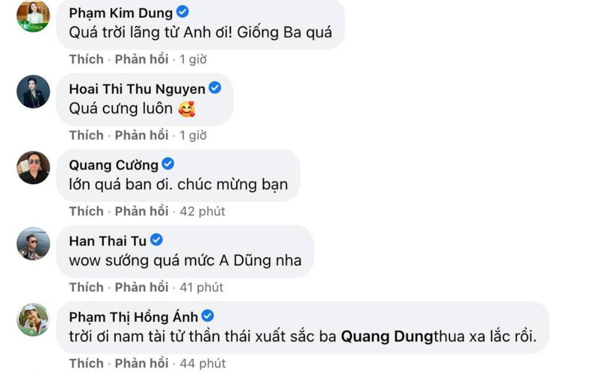 Con trai Quang Dũng xuất hiện lãng tử chẳng thua kém ba, hàng loạt sao Việt vào bình luận điều này Ảnh 4