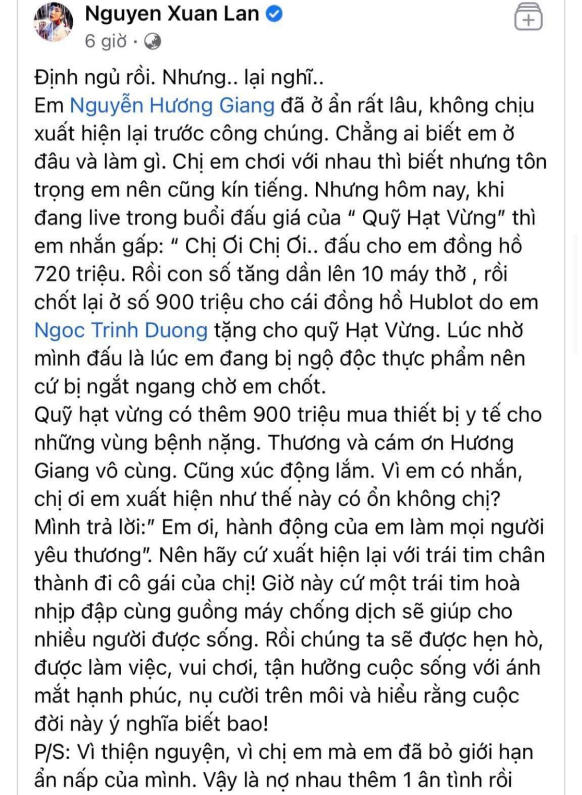 Đang ở ẩn, Hoa hậu Hương Giang âm thầm đấu giá đồng hồ 900 triệu cho quỹ từ thiện covid Ảnh 1