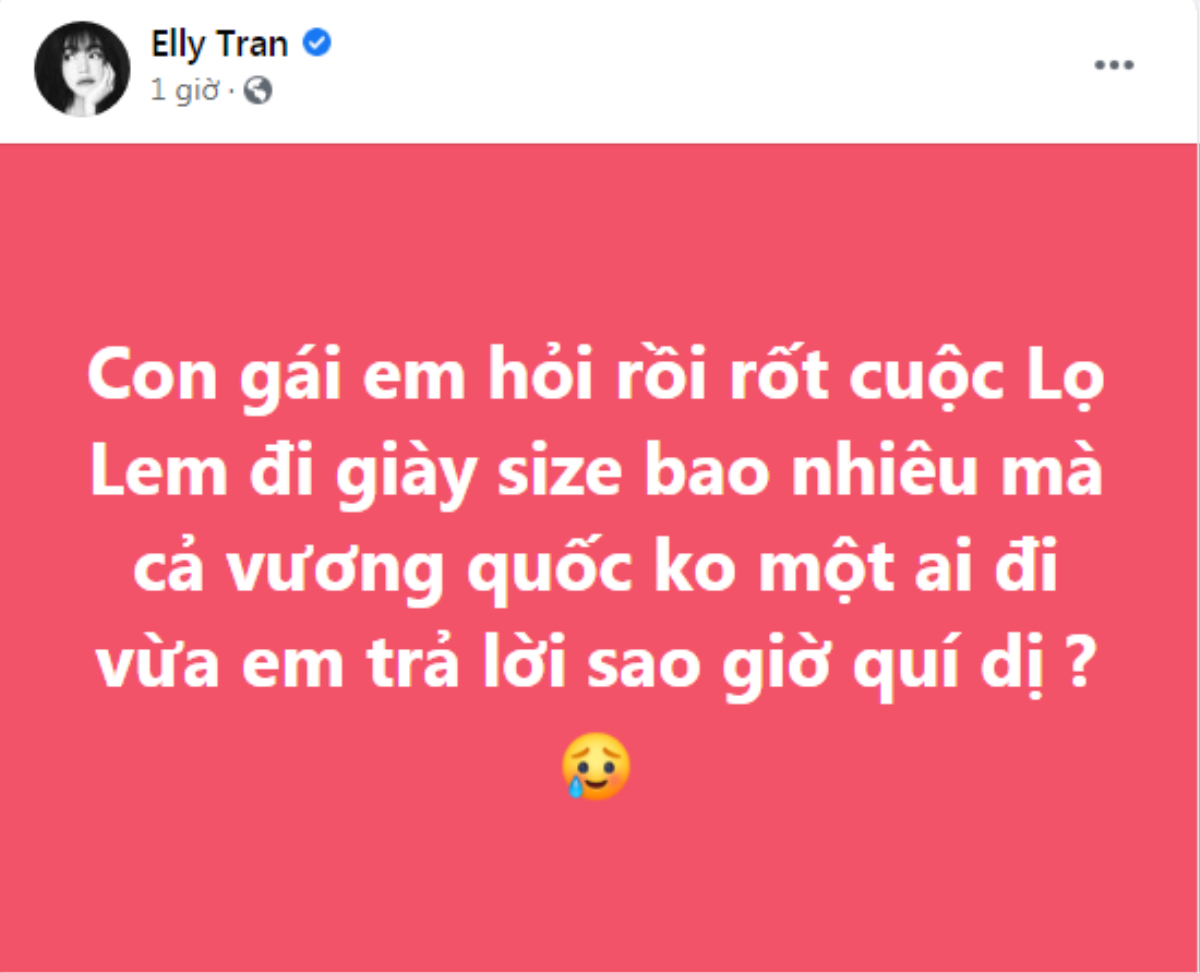 Bị con gái hỏi Lọ Lem đi giày size bao nhiêu? Elly Trần phải cầu cứu cộng đồng mạng Ảnh 1