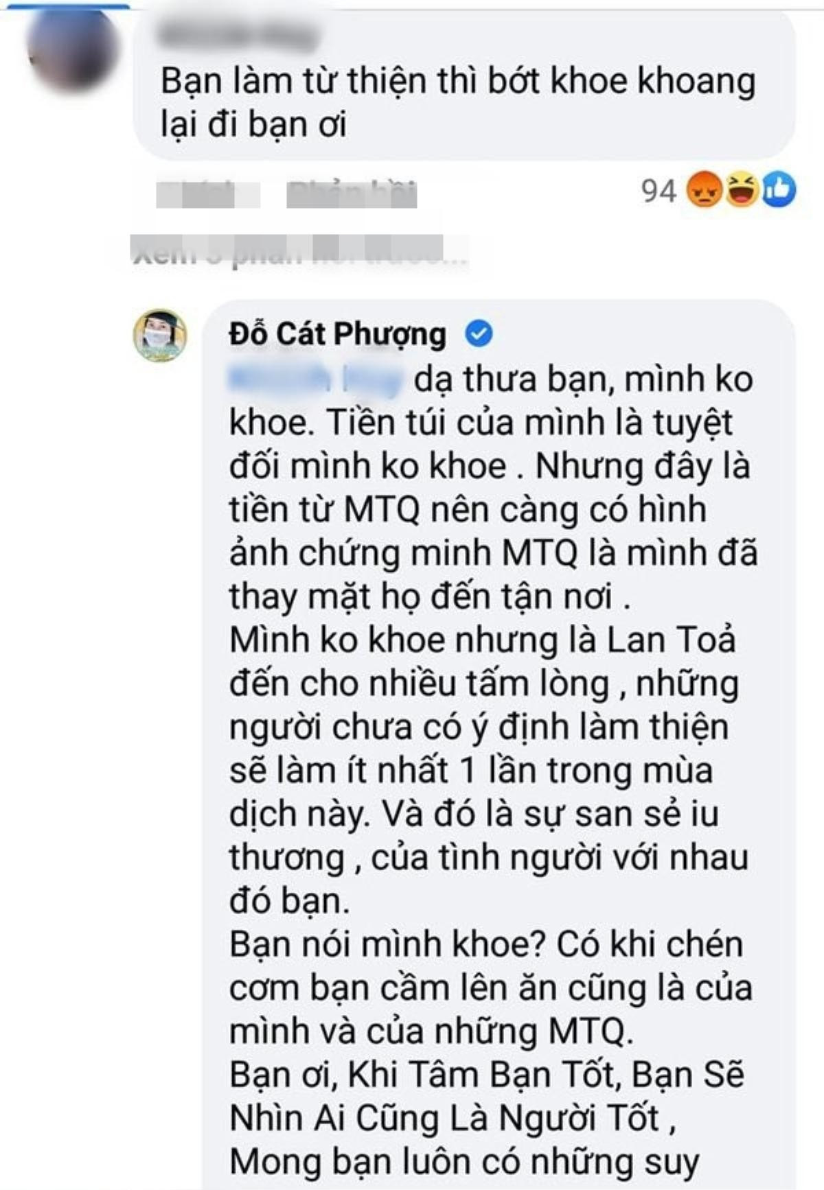 Bị anti-fan nói khoe khoang khi làm từ thiện, Cát Phượng lên tiếng: 'Có khi chén cơm bạn ăn là của mình' Ảnh 3