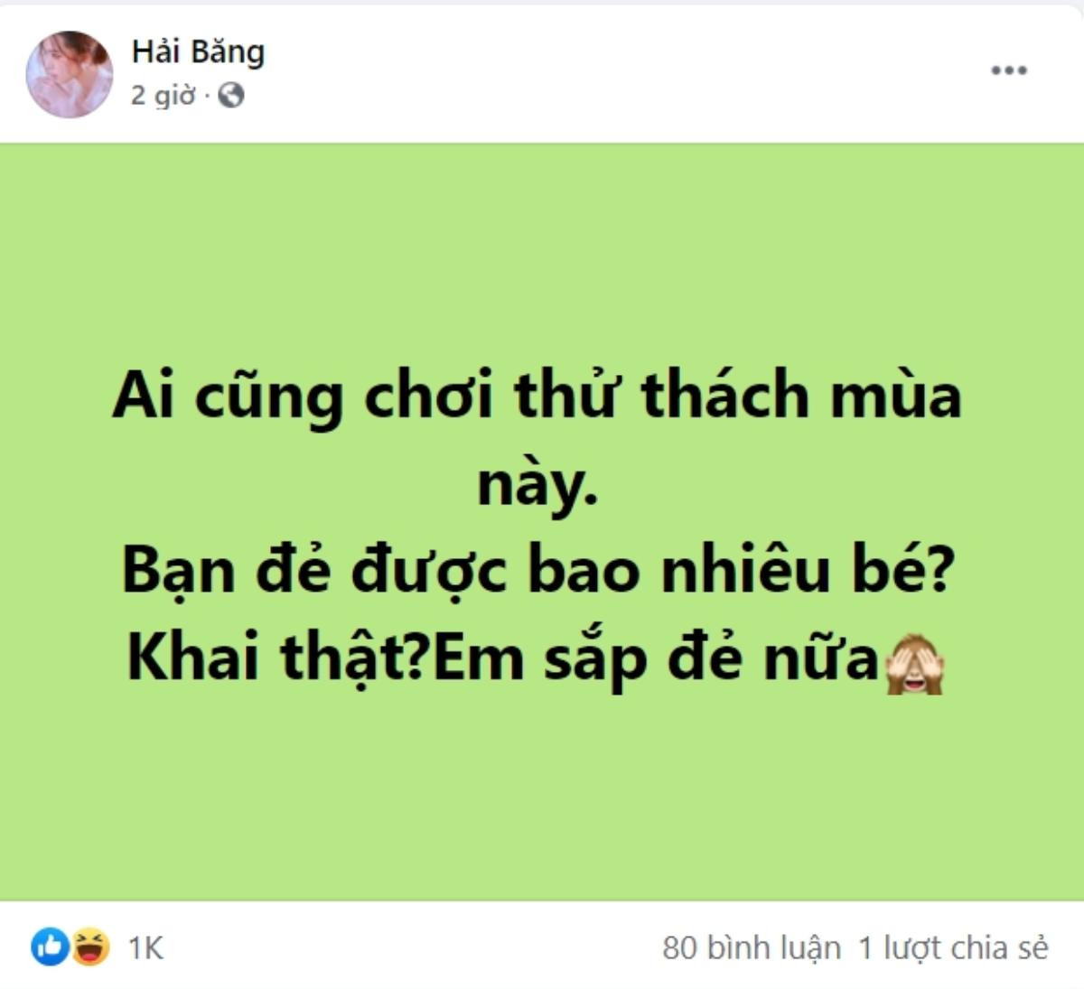 Bài viết lấp lửng về chuyện sinh con lần 4 của Hải Băng gây xôn xao.