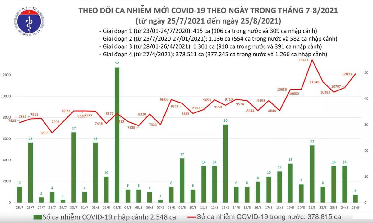 Tối 25/8: Thêm 12.096 ca mắc COVID-19, riêng TP.HCM đã 5.294 ca Ảnh 1