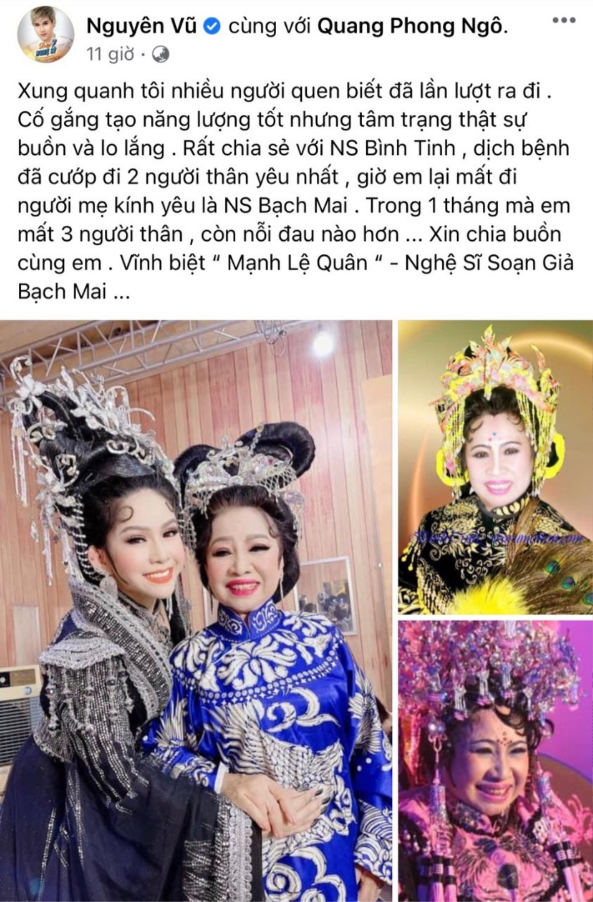 Sao Việt gửi lời động viên nghệ sĩ cải lương Bình Tinh sau biến cố mất 3 người thân vì Covid-19 Ảnh 2