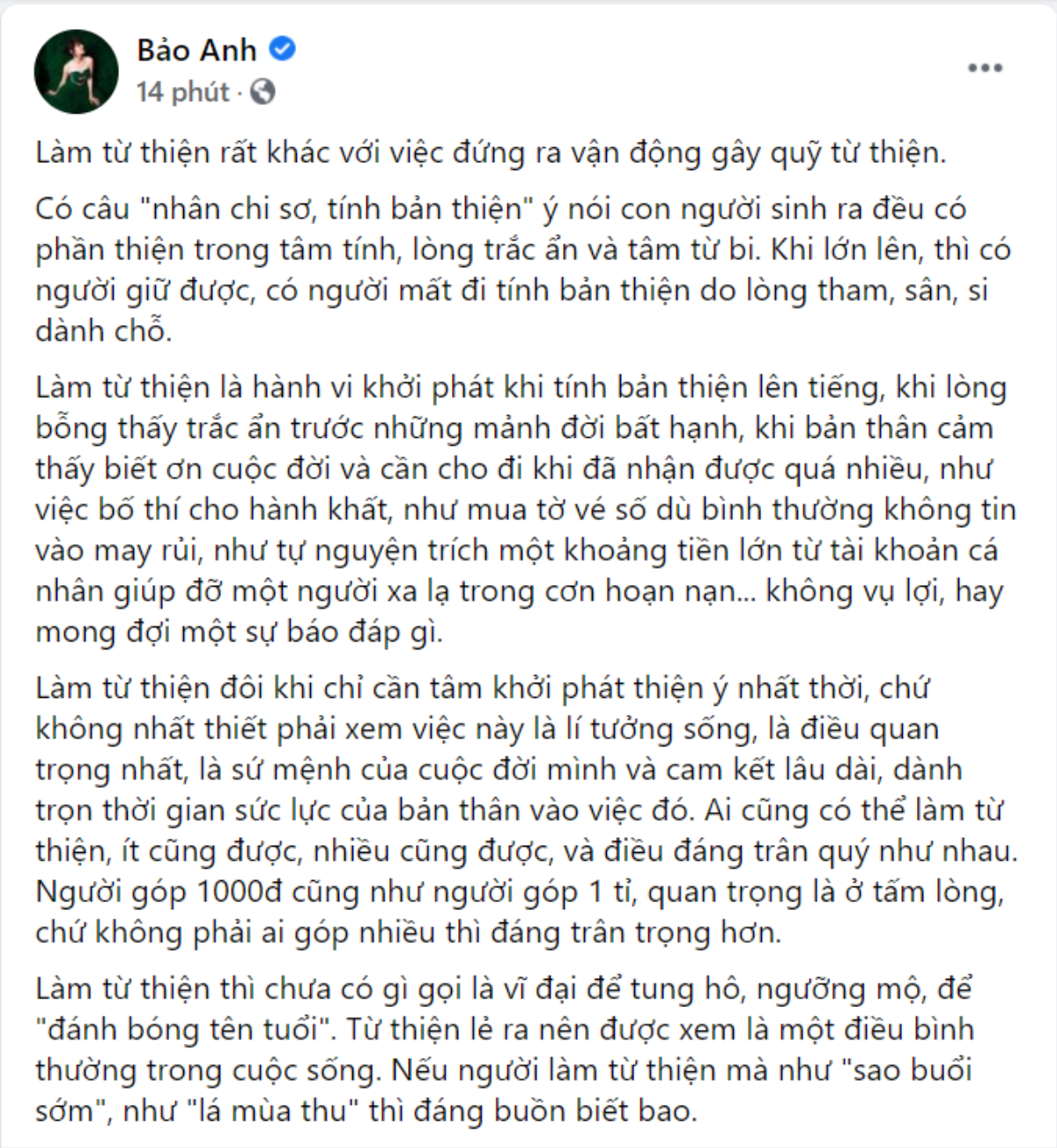 Bảo Anh có chia sẻ đầy ẩn ý: 'Từ thiện lẽ ra nên được xem là điều bình thường' Ảnh 3