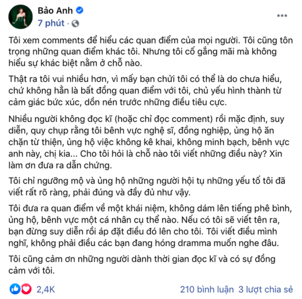 Bảo Anh sâu cay 'đáp trả' anti-fan sau phát ngôn làm từ thiện: 'Tôi vui, vì mấy bạn chửi tôi' Ảnh 2