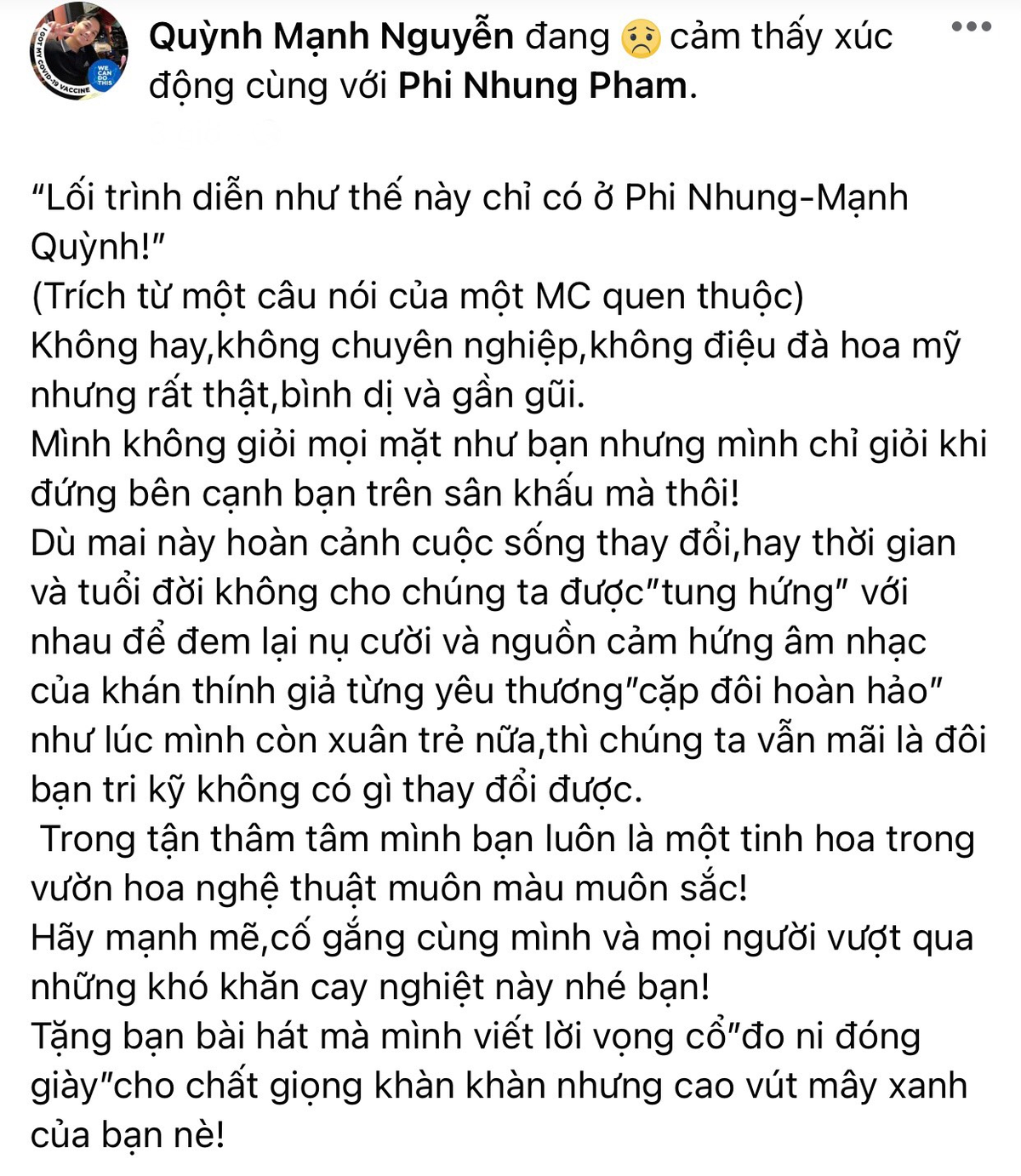 Hay tin Phi Nhung mắc Covid-19, 'người tình 20 năm' lên tiếng động viên nữ ca sĩ Ảnh 2