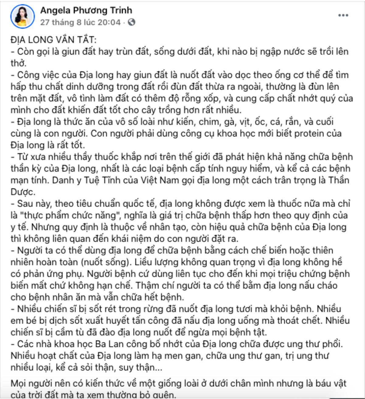 Đăng ảnh 'tô phở địa long', Angela Phương bị netizen chỉ trích 'ăn chay mà bày người ta bỏ giun đất vào' Ảnh 1