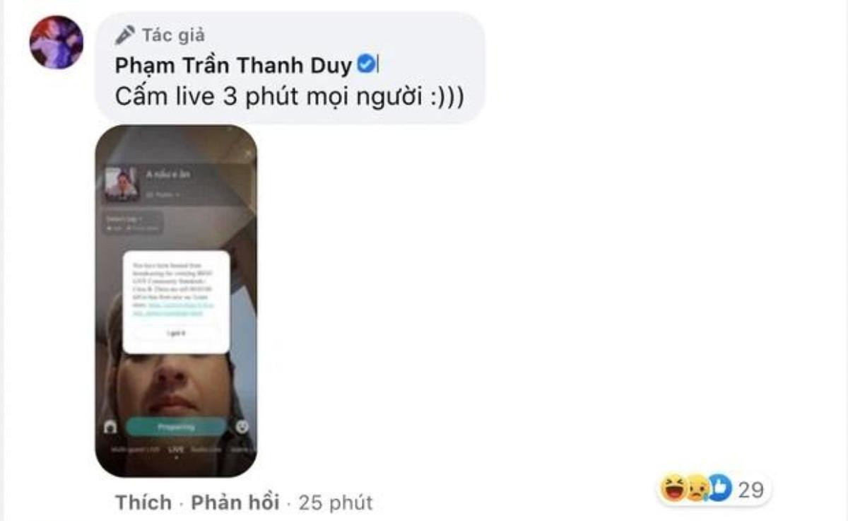 Một nam ca sĩ bị cấm livestream trên Facebook, netizen nghe qua lí do liền cười nghiêng ngả Ảnh 3