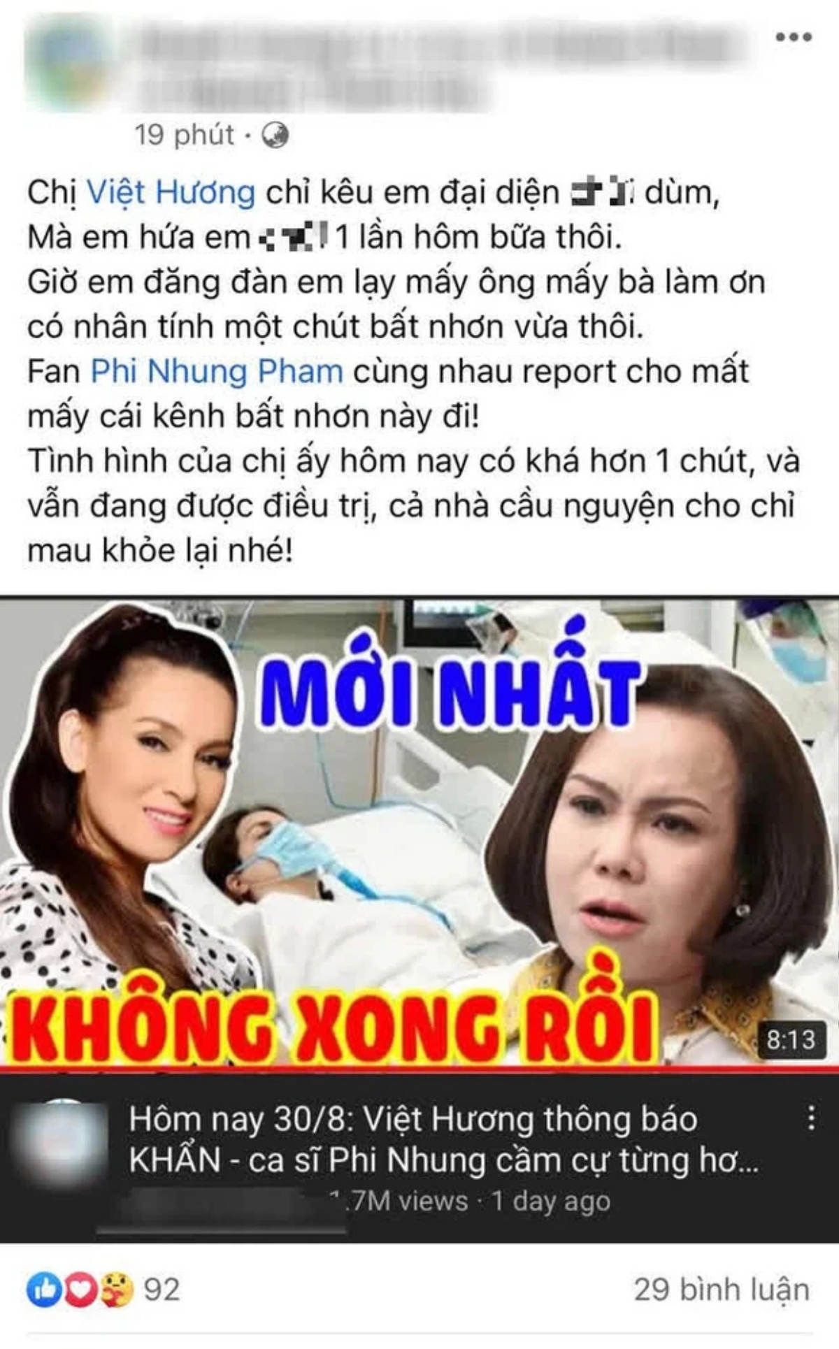 Việt Hương bức xúc trước kênh YouTube tung tin Phi Nhung đang 'cầm cự từng hơi thở' Ảnh 1